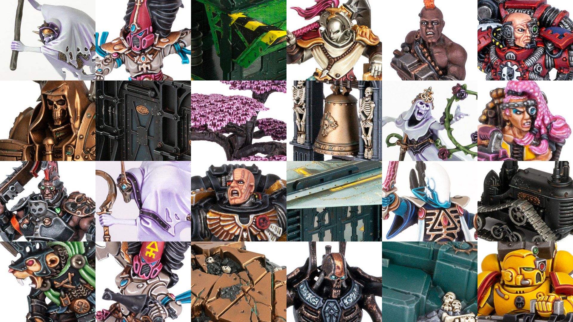 A mosaic of Stahly's painted models from 2020