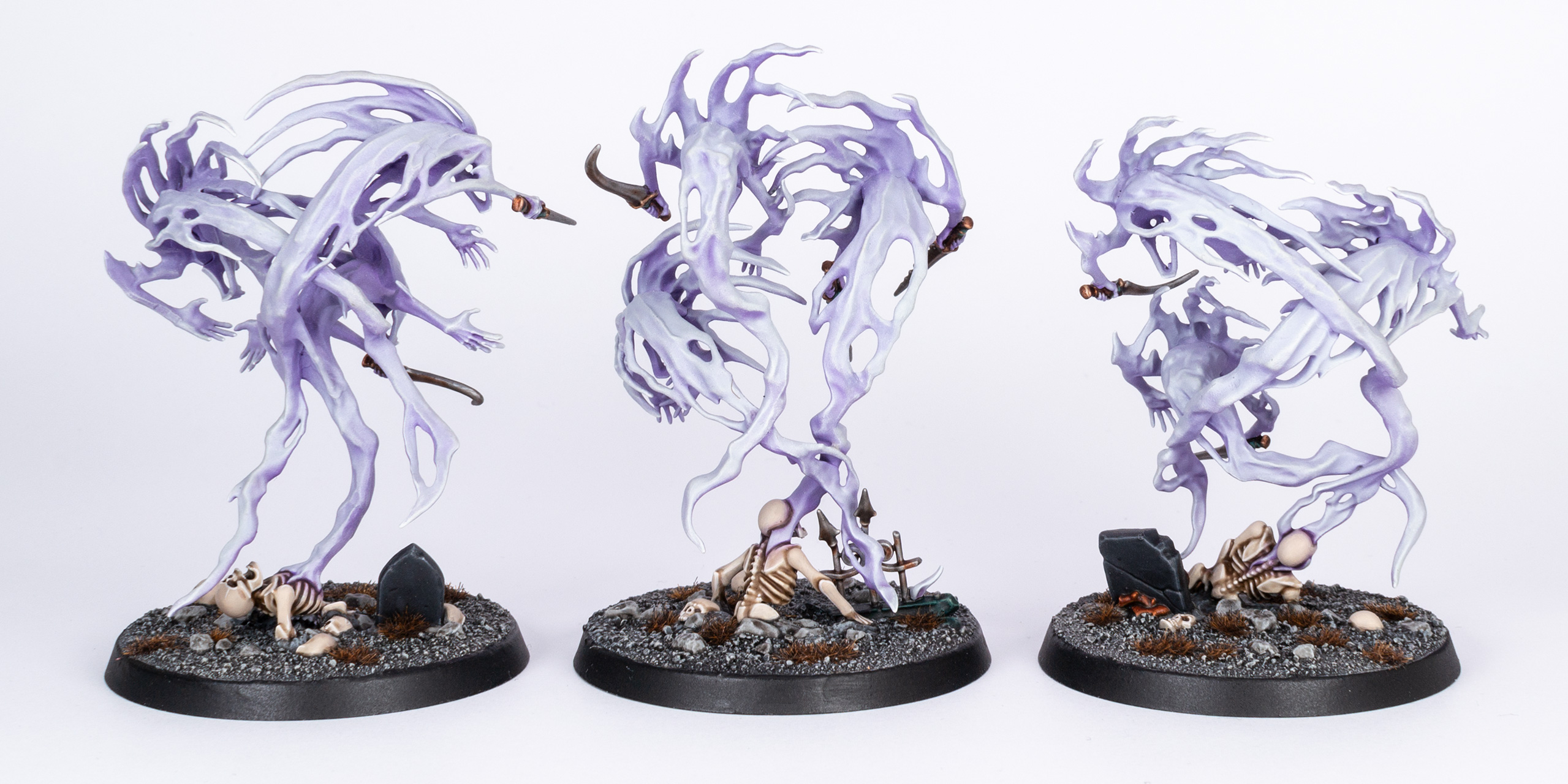 Back of three purple Nighthaunt Spirit Hosts