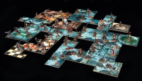 Warhammer Quest: Cursed City gaming board with painted Miniatures by Garfy