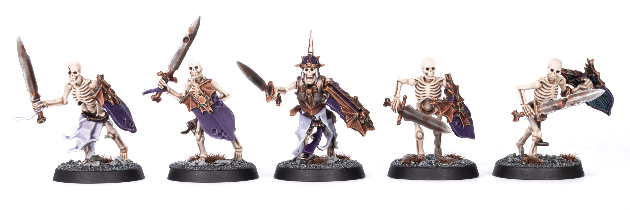5 classic Vampire Counts Skeleton Warriors painted by Stahly