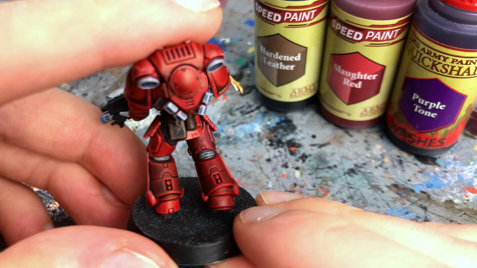 Hardened Leather, Slaughter Red, and Puple Tone Wash over Blood Red Speedpaint