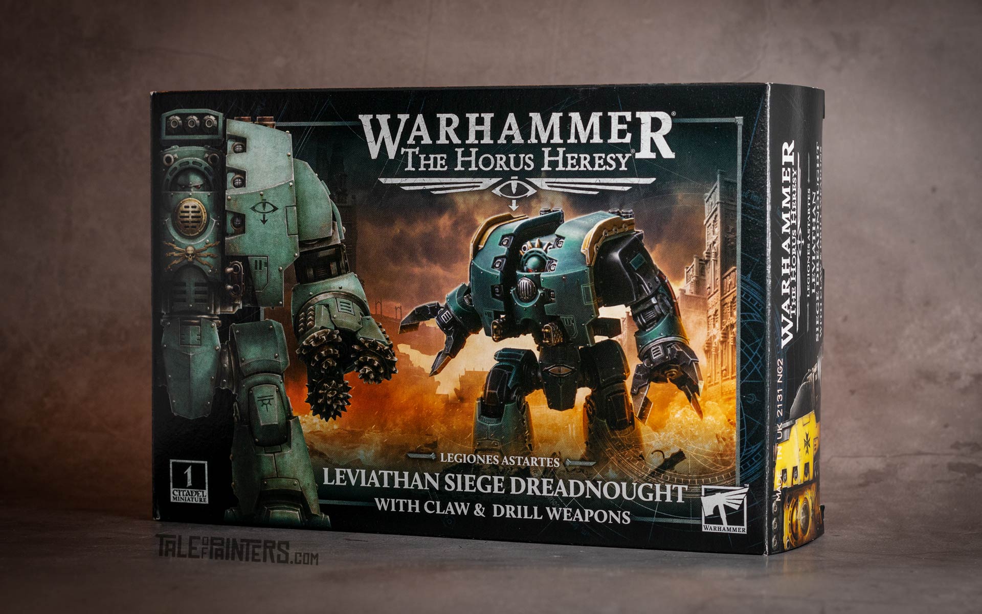 Leviathan Siege Dreadnought with claw and drill weapons packaging