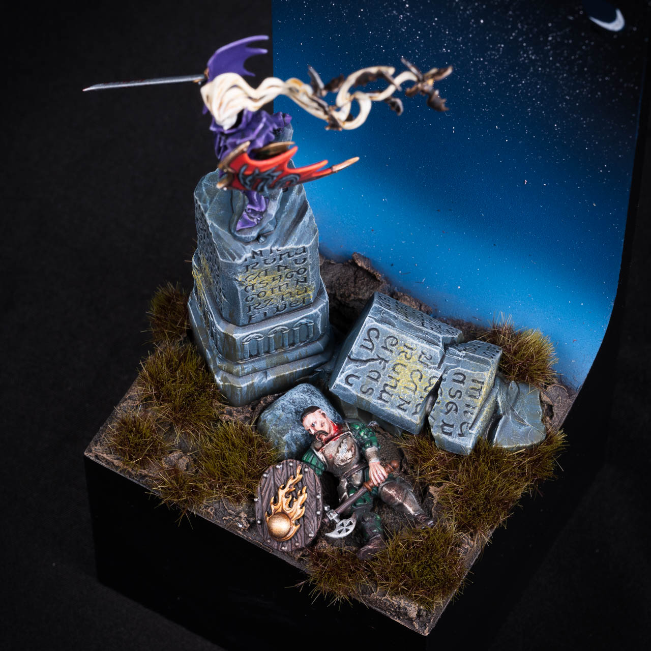 Top view of a Soulblight Gravelords Vampire Lord Diorama painted by Tom