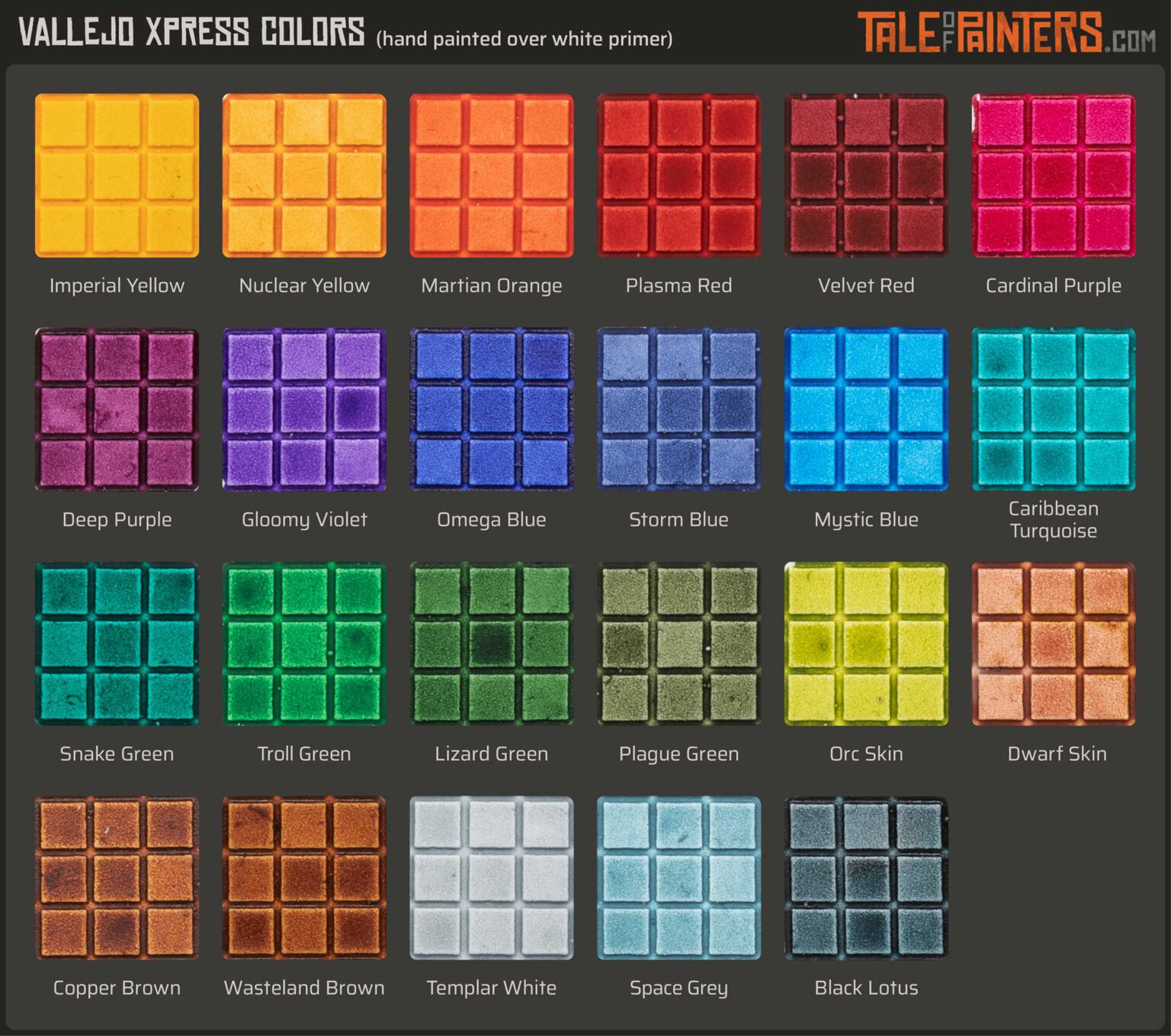 ToP Tip Visual comparison of all 61 Contrast, 23 Xpress Colors, 23