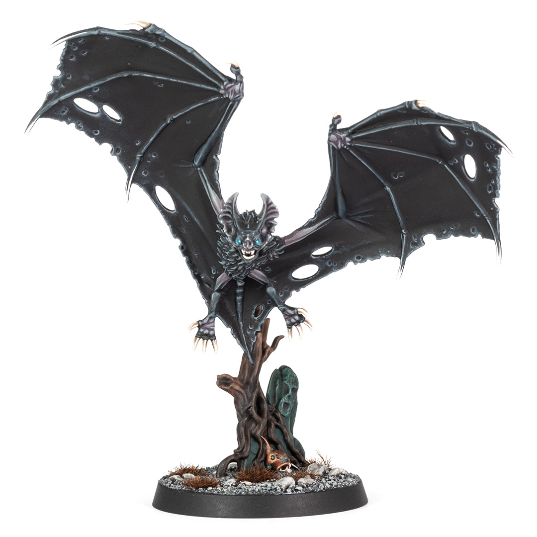 A Soulblight Gravelords Fell Bat painted by Stahly on white background