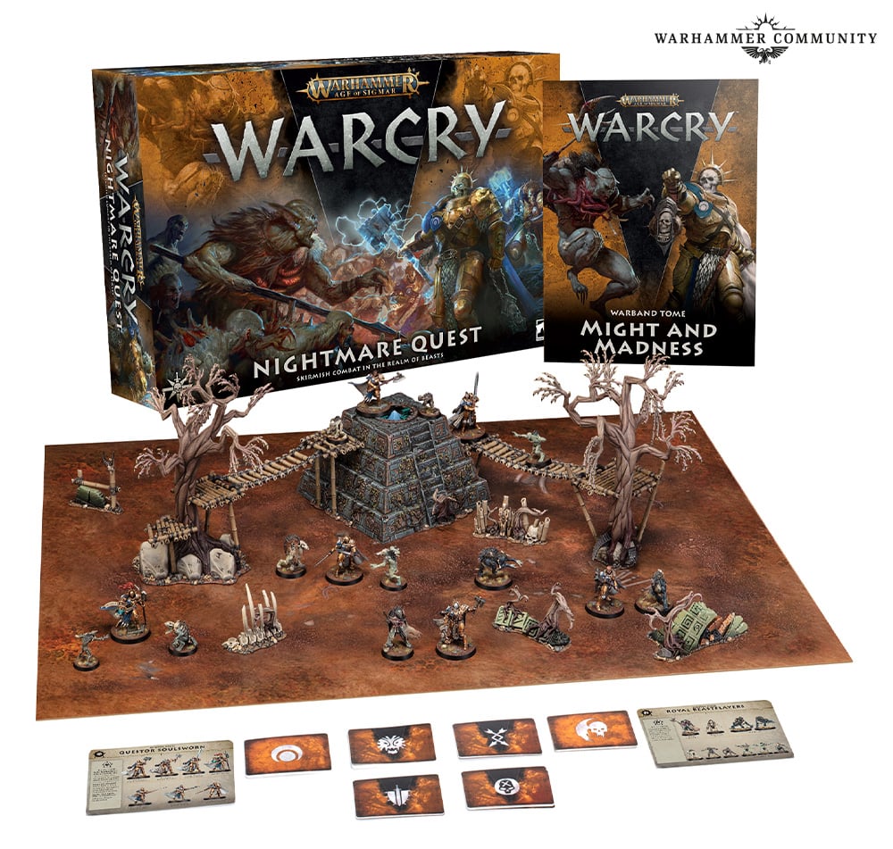 The contents of Warcry: Nightmare Quest unboxed