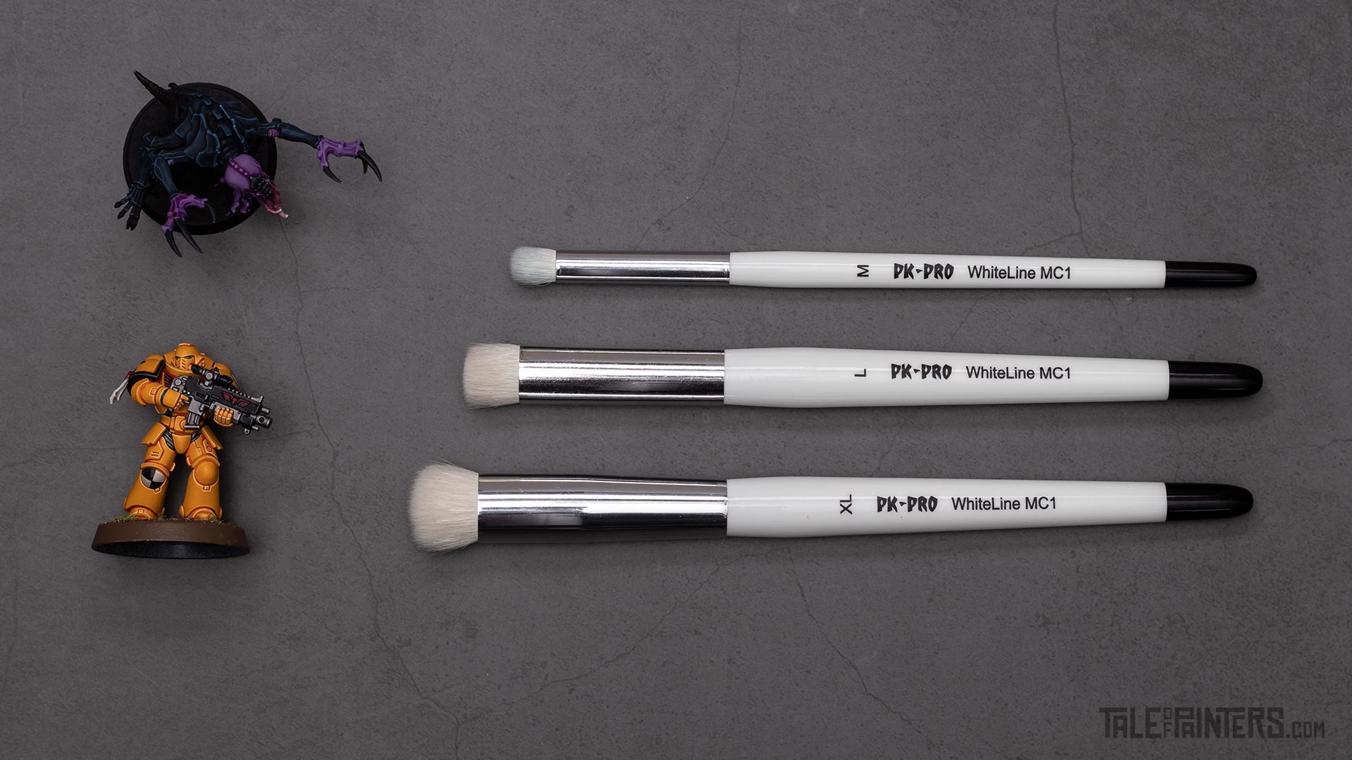 PK-PRO White Line MC1 Drybrushes size comparison