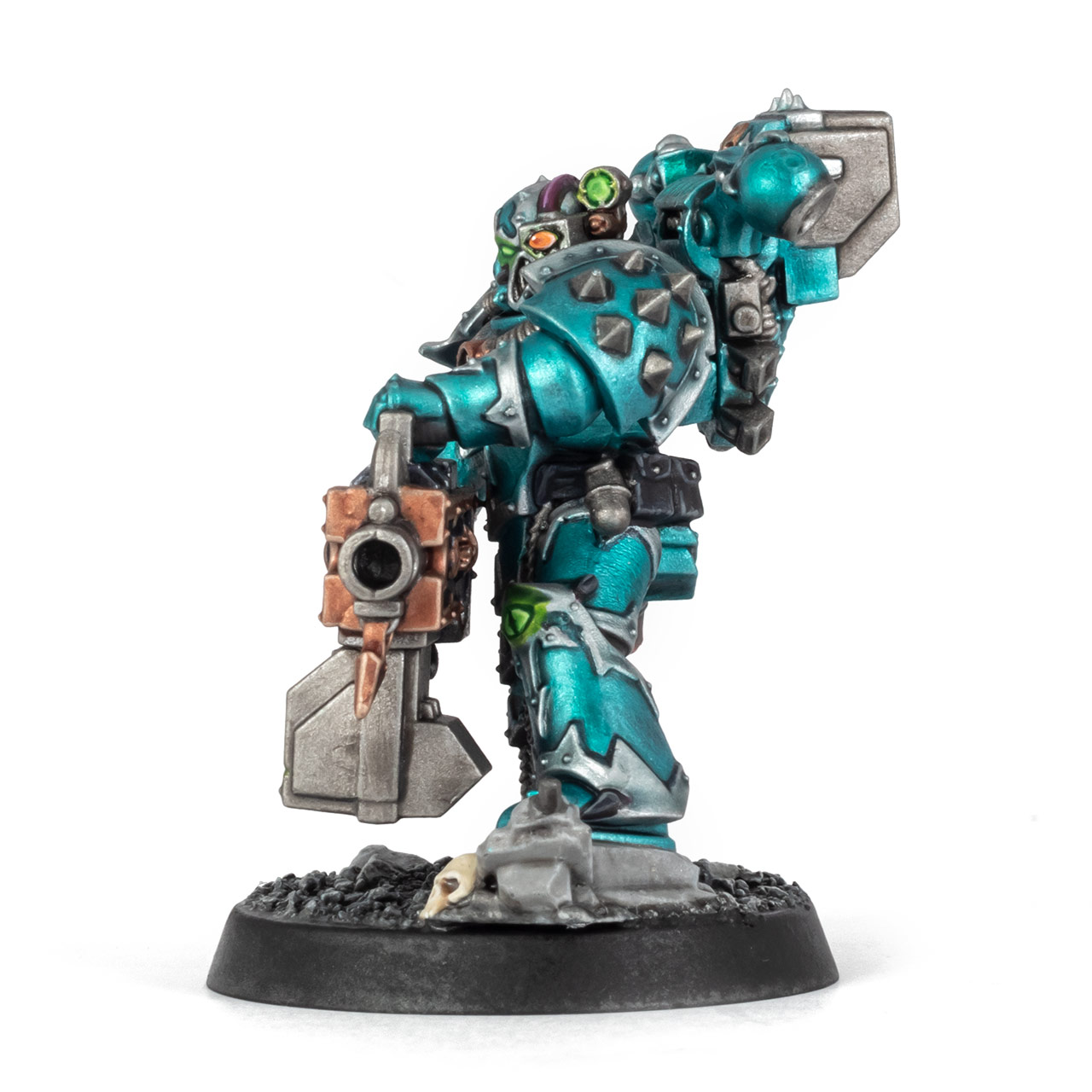 Alpha Legion Chaos Space Marine Legionary Heavy Gunner with Heavy Bolter painted by Stahly, side