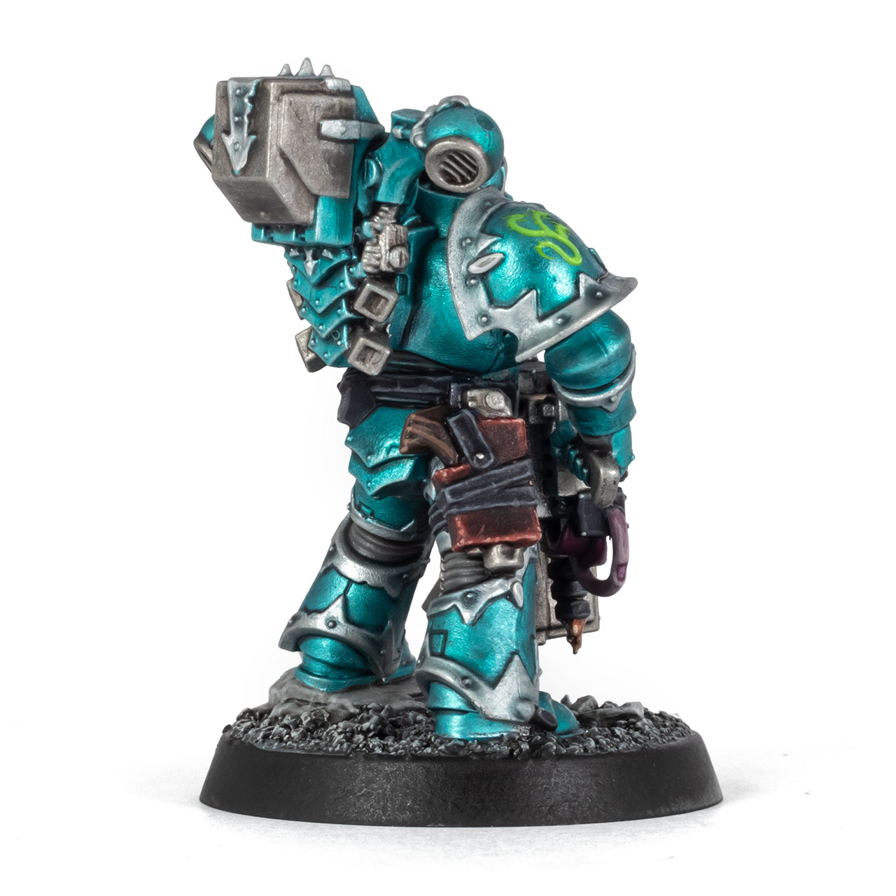 Alpha Legion Chaos Space Marine Legionary Heavy Gunner with Heavy Bolter painted by Stahly, back