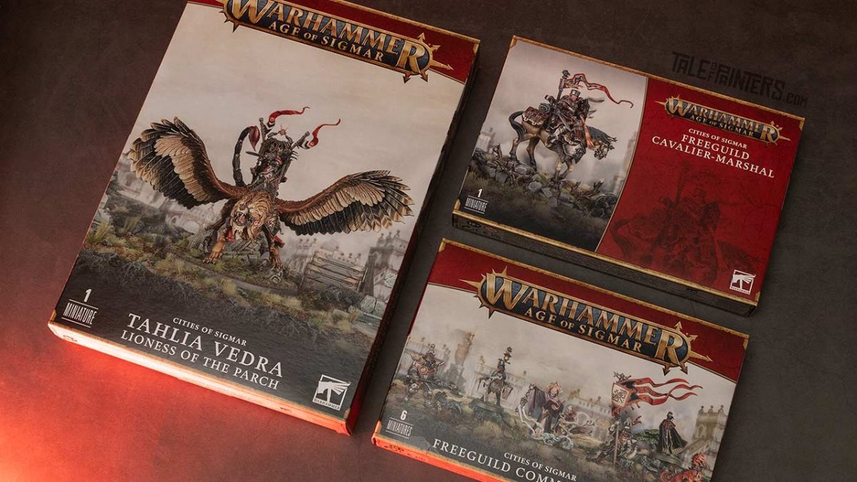 Cities of Sigmar Tahlia Vedra, Freeguild Cavalier Marshal, and Command Corps review and unboxing