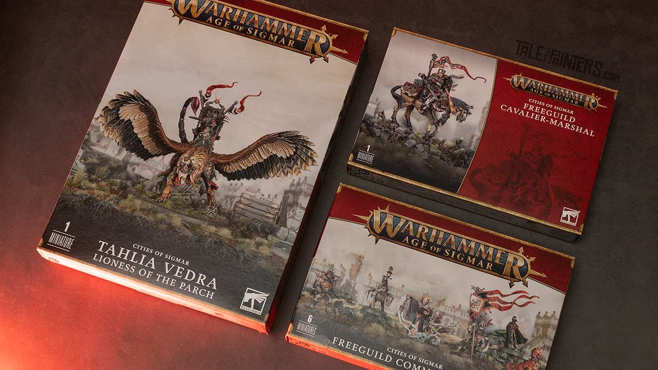 Cities of Sigmar Tahlia Vedra, Freeguild Cavalier Marshal, and Command Corps review and unboxing