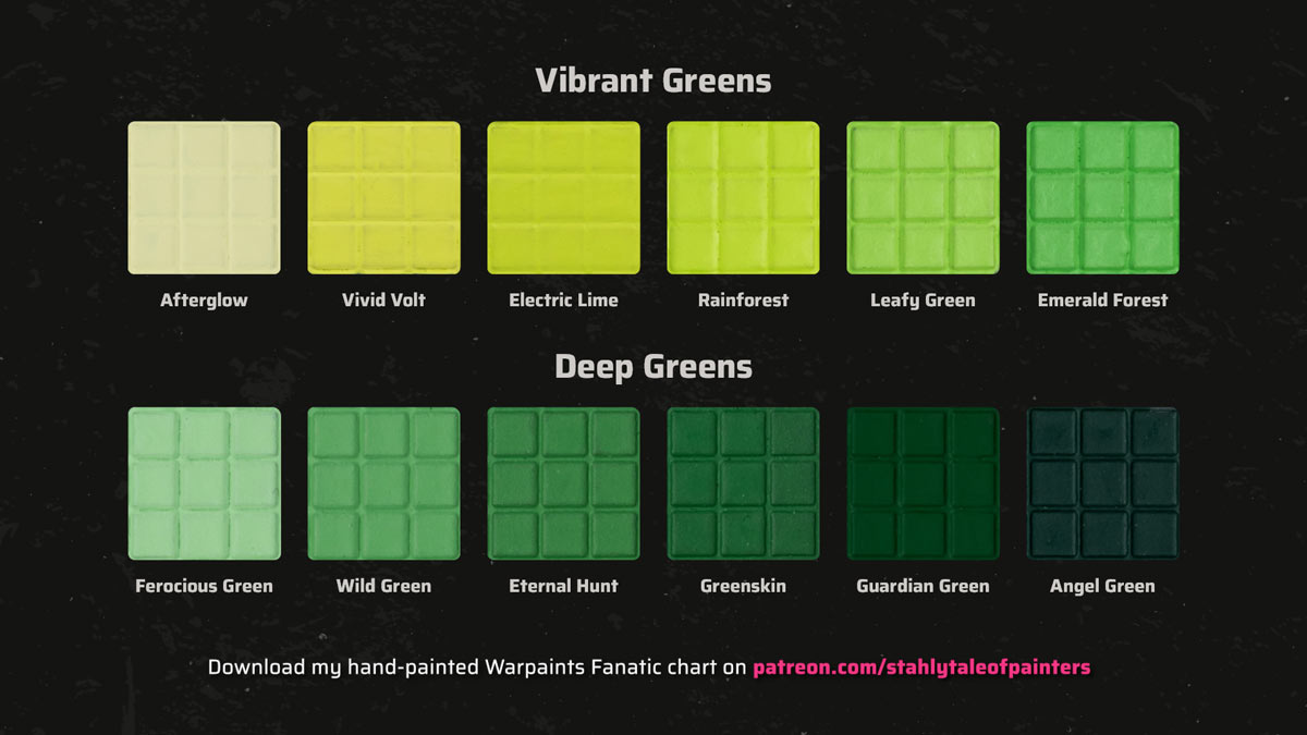 Warpaints Fanatic review all colours from the green triads
