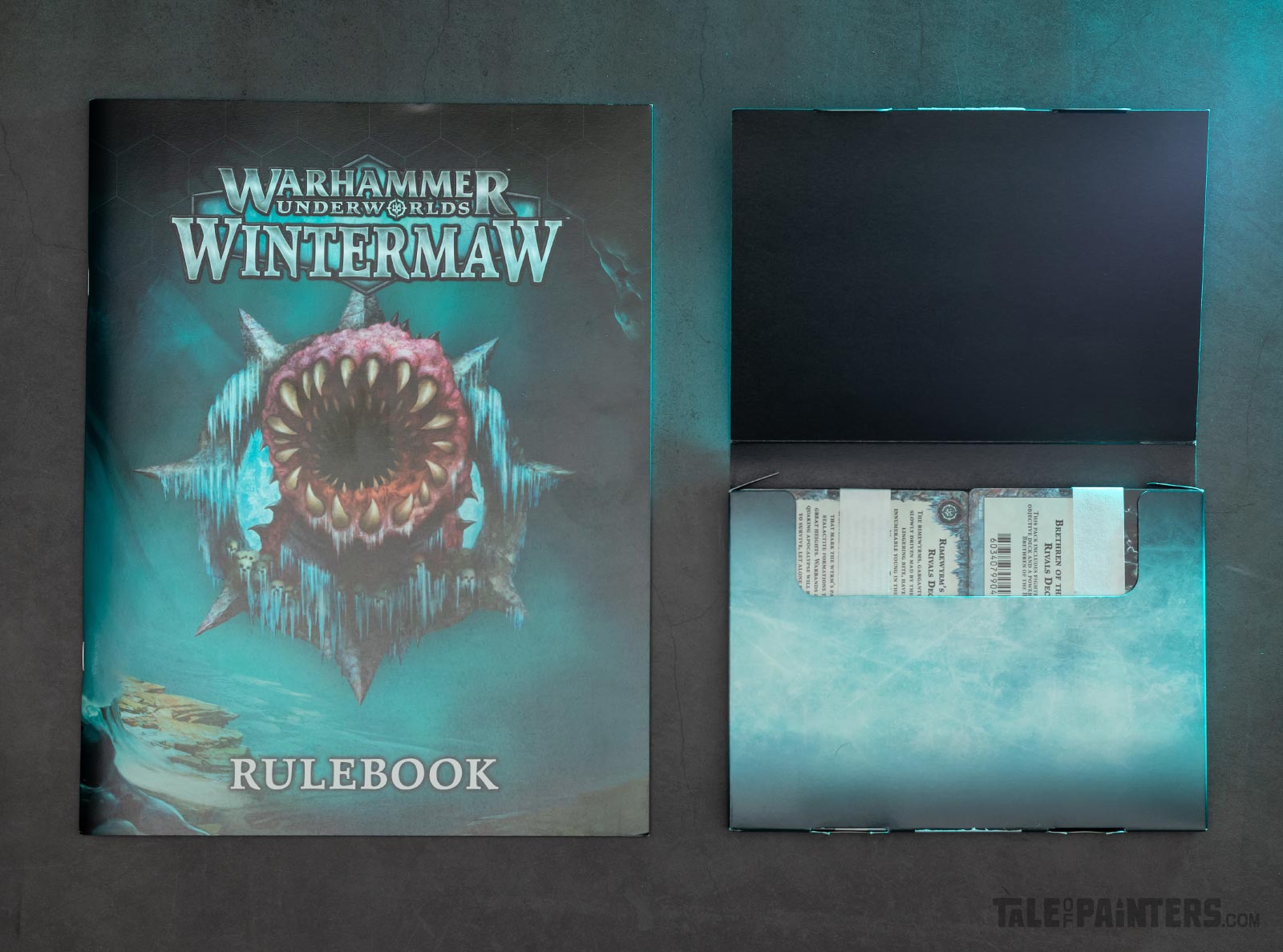 Rulebook and decks from Warhammer Underworlds Wintermaw