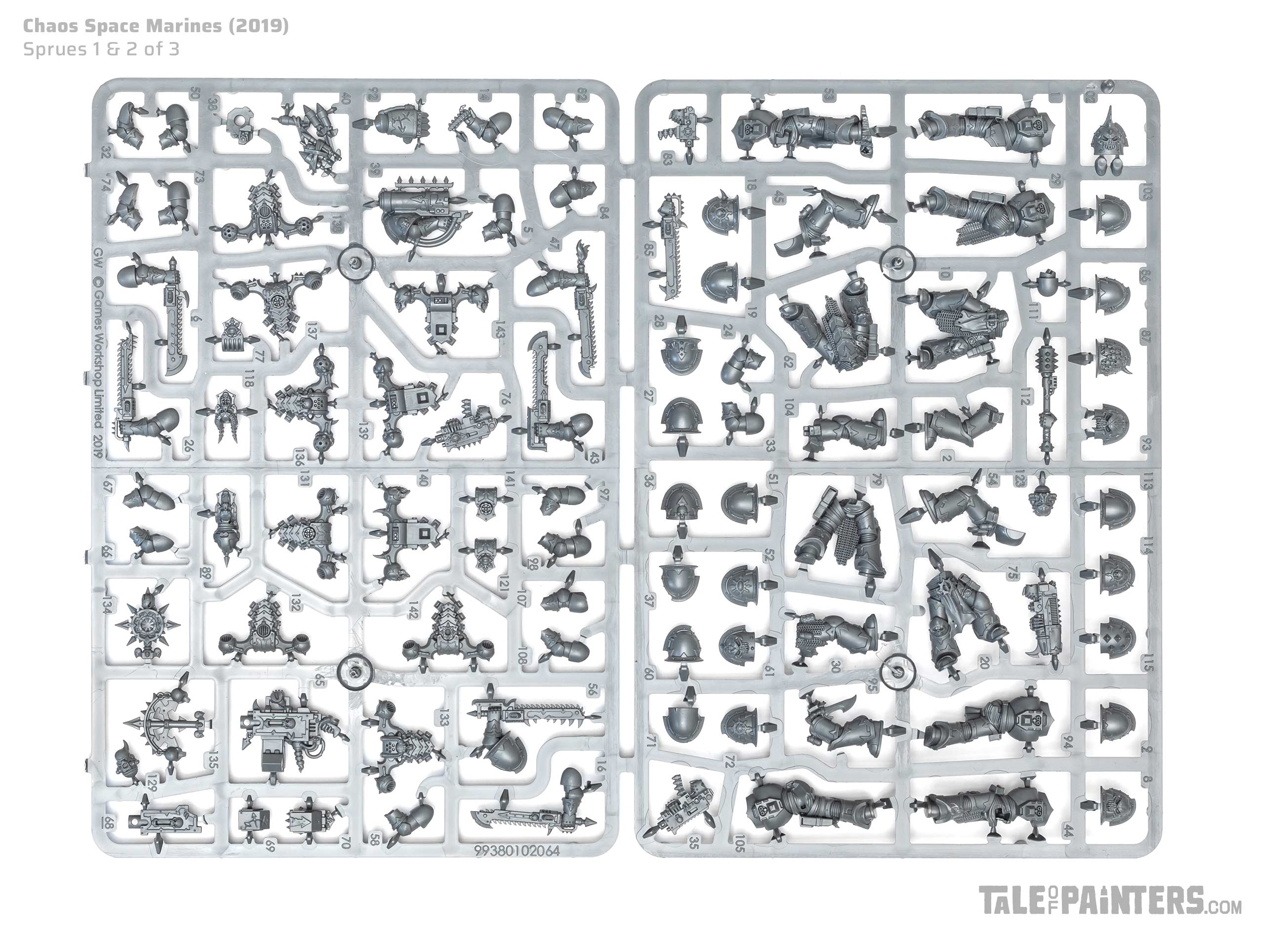 Chaos Space Marines sprues 1 and 2 from Kill Team: Nightmare