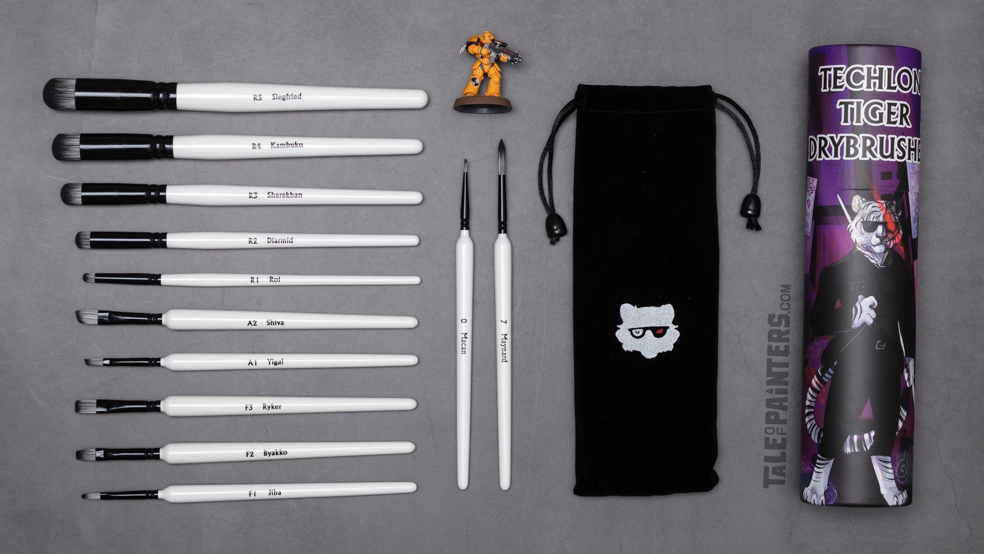 Contents of Chronicle Cards' Techlon Tiger Drybrush Set