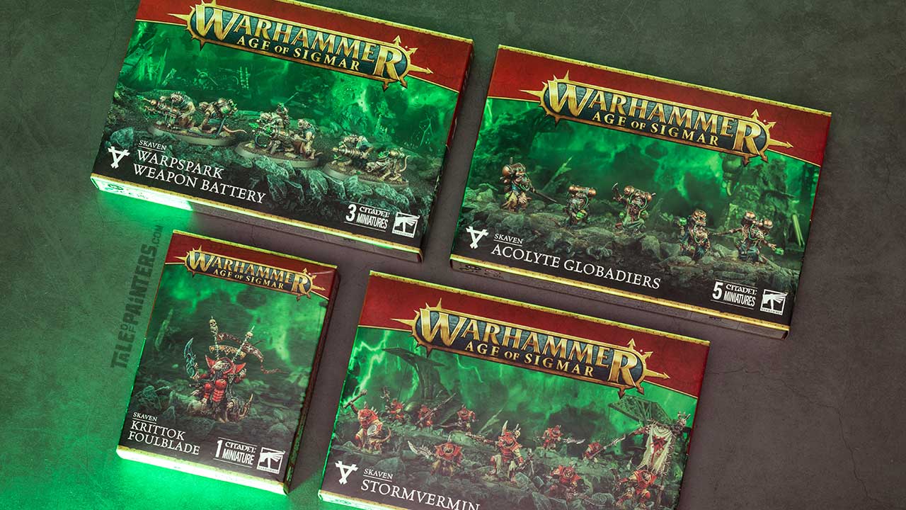 Skaven Stormvermin, Acolyte Globadiers, Warpspark Weapon Battery & Krittok Foulblade review and unboxing