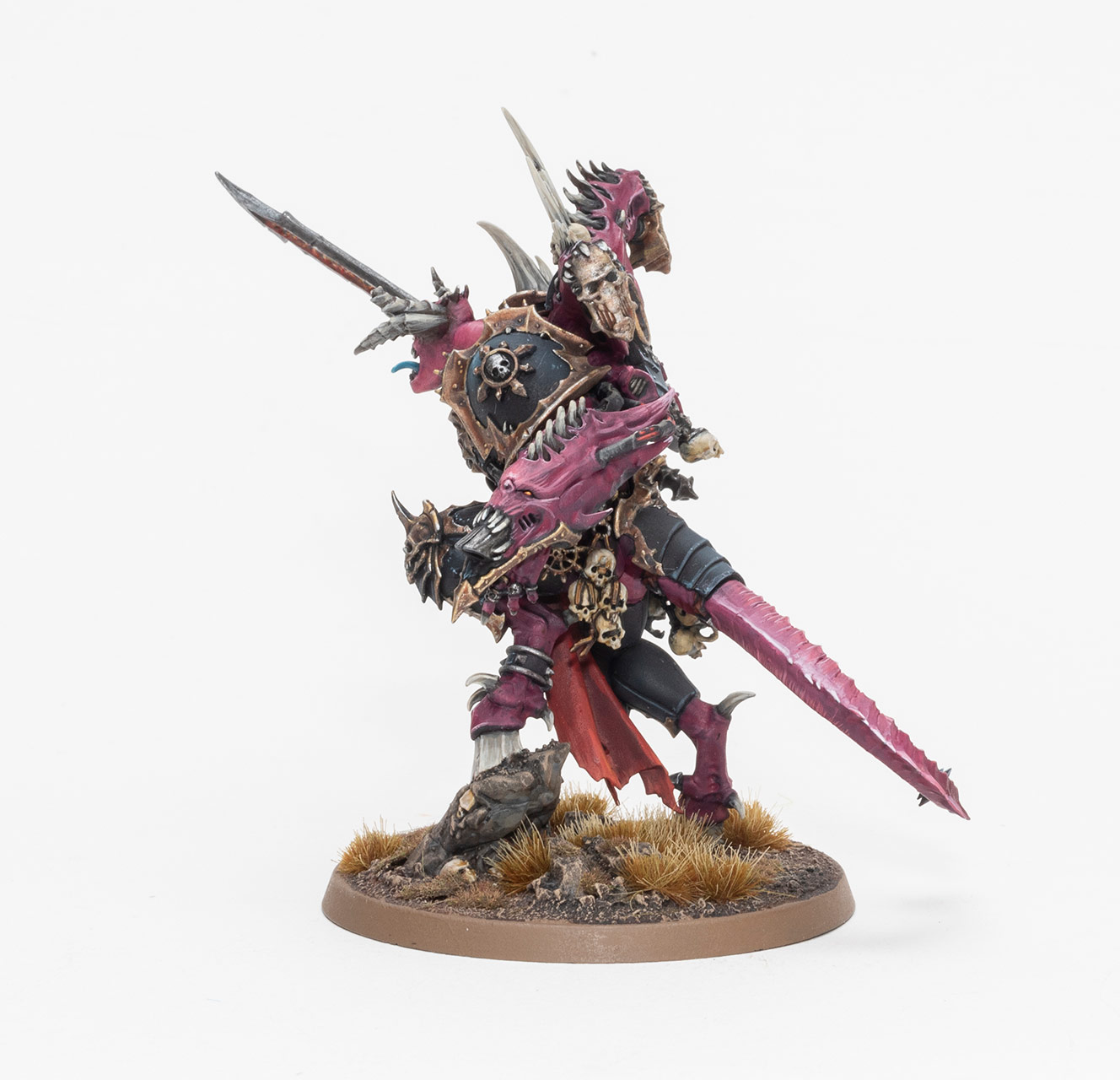 Side view of a Black Legion Daemon Prince from Warhammer 40k, painted by Dunk on a white background