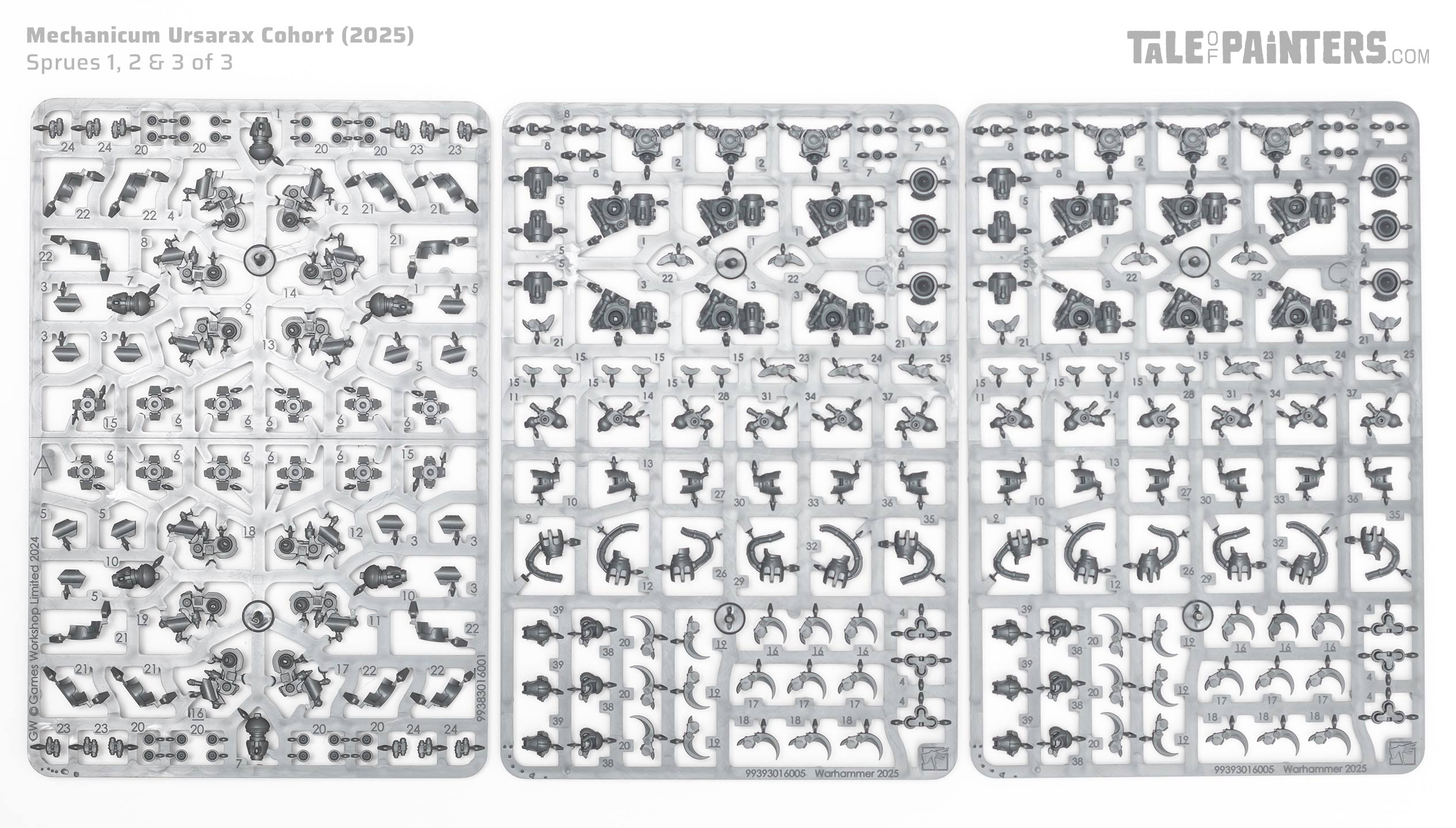 Mechanicum Ursarax Cohort sprues for Horus Heresy, photographed on a clear white background for review purposes