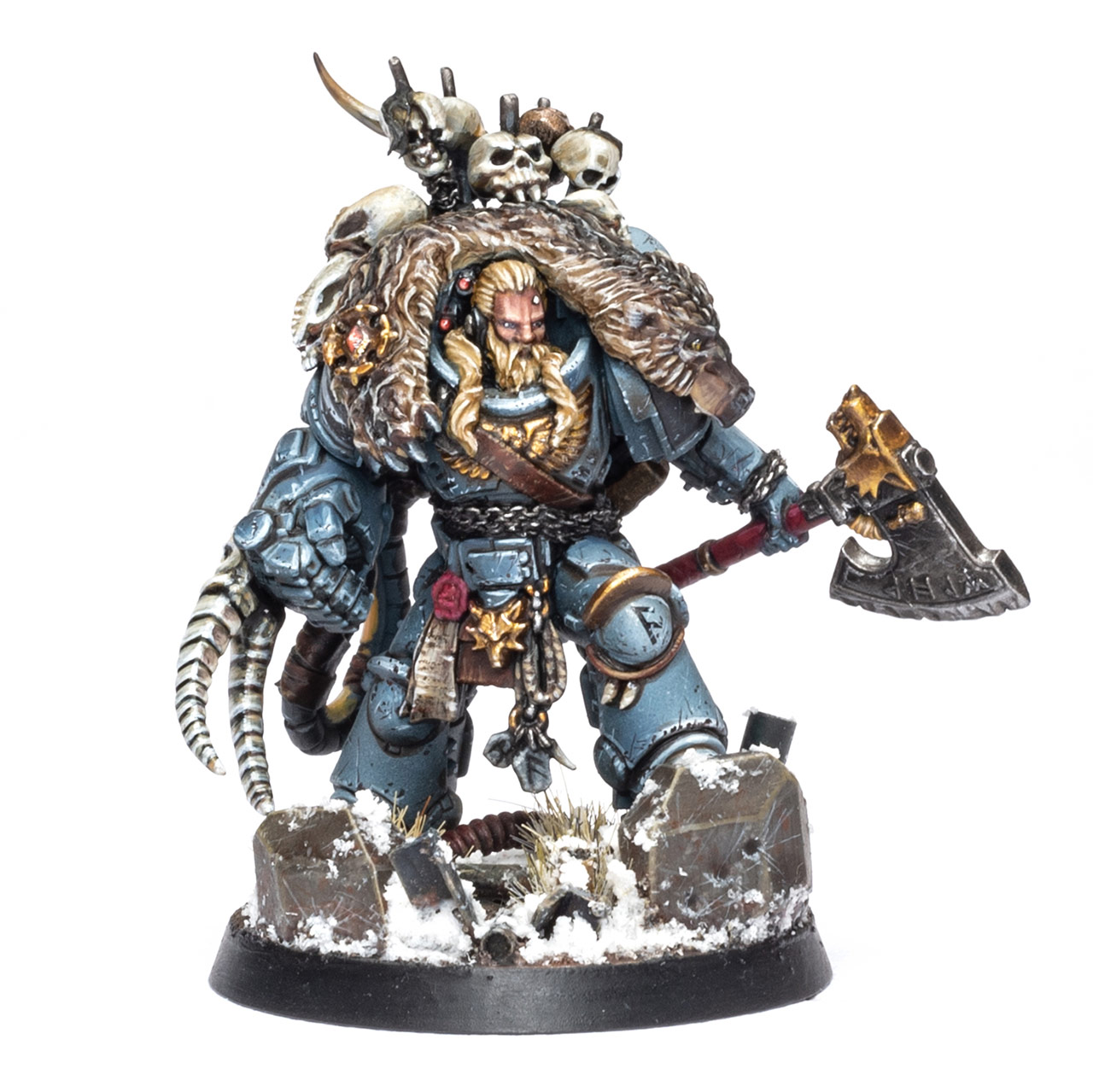 Converted Space Wolves Wolf Lord painted by Dunk on a clean white background