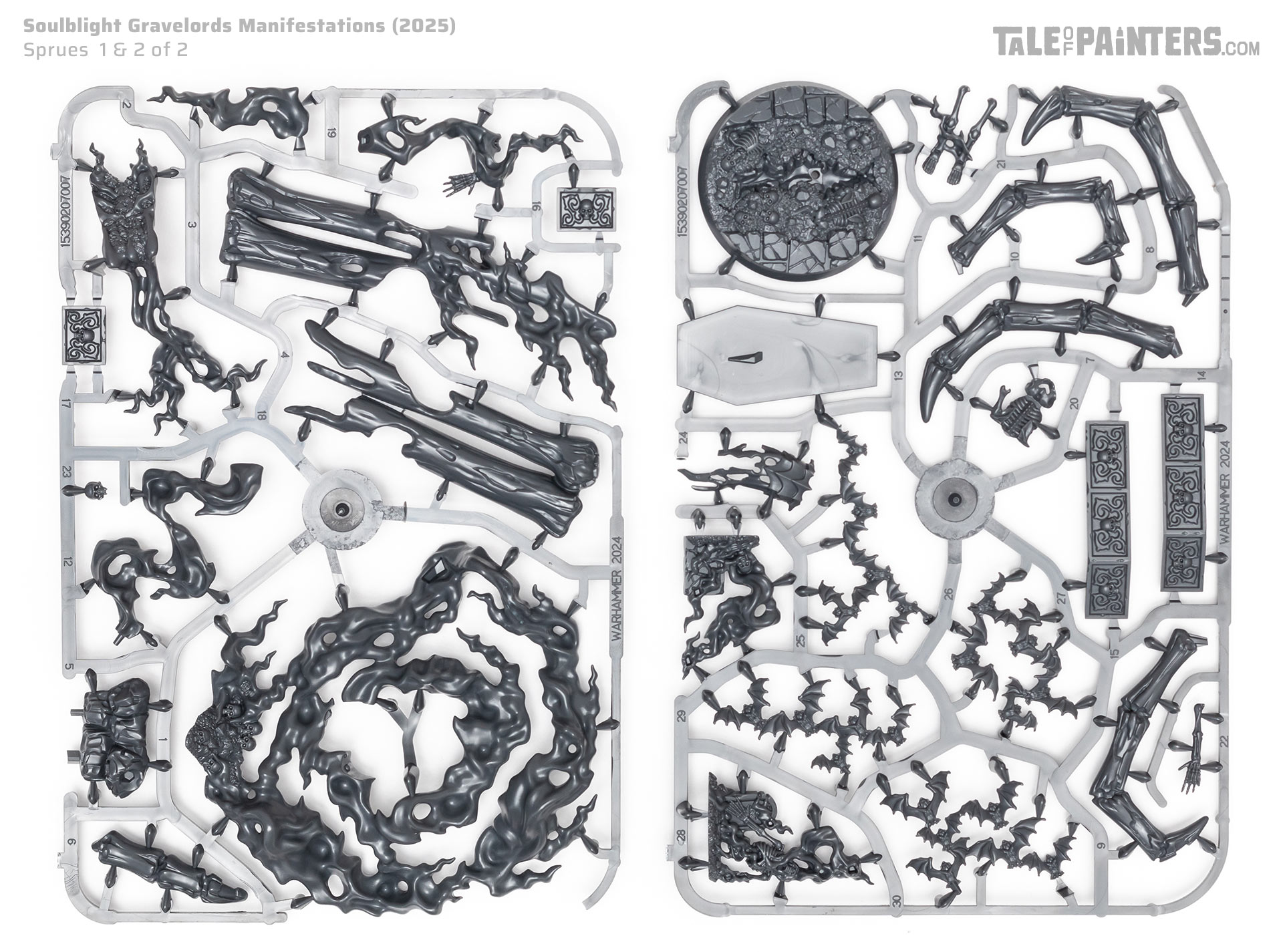 Soulblight Gravelords Manifestations sprues on a clean white background