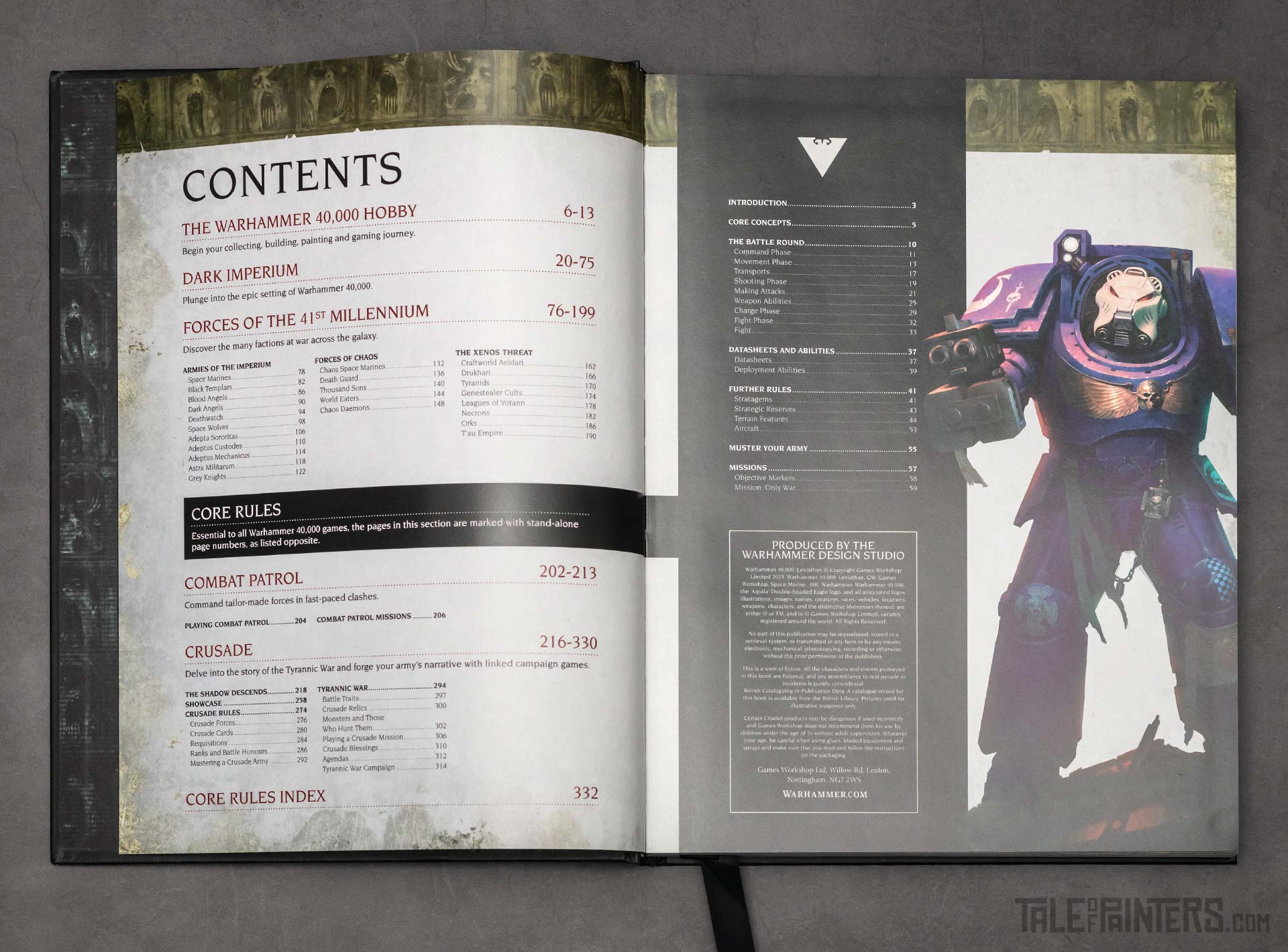 Warhammer 40.000 Leviathan core book contents page