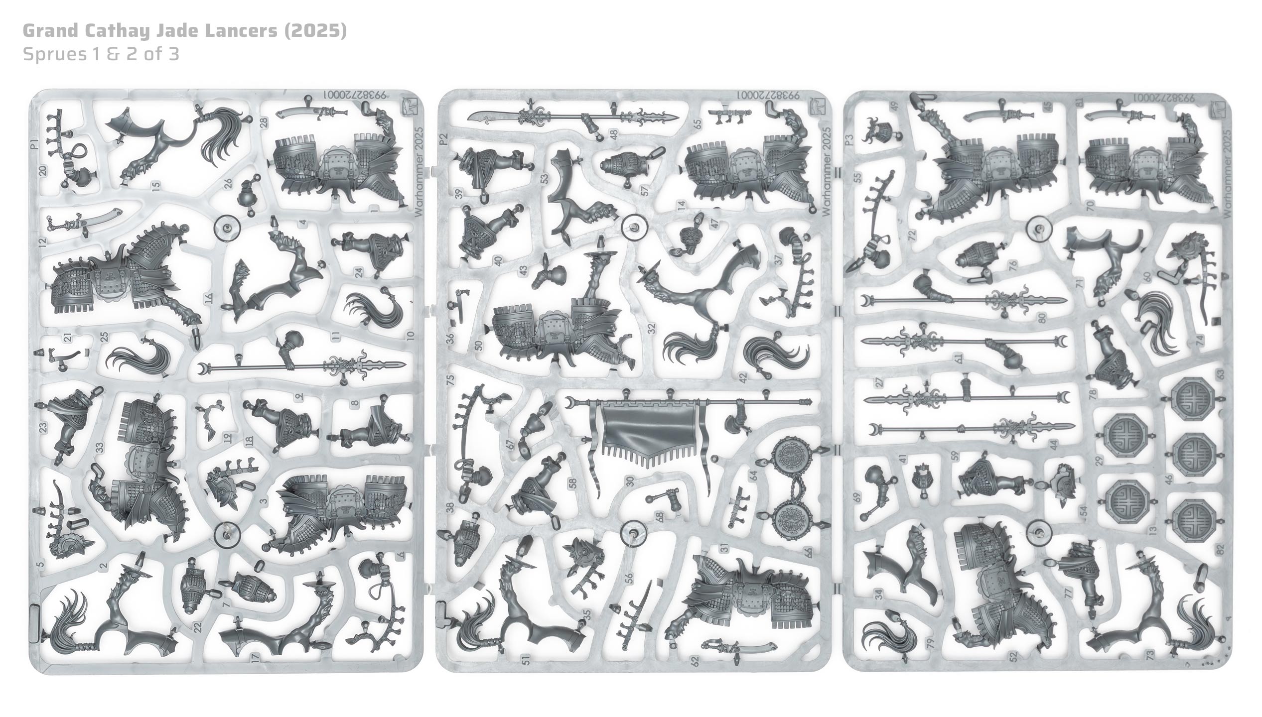 Grand Cathay Jade Lancers sprues photographed on a plain white background for review purposes