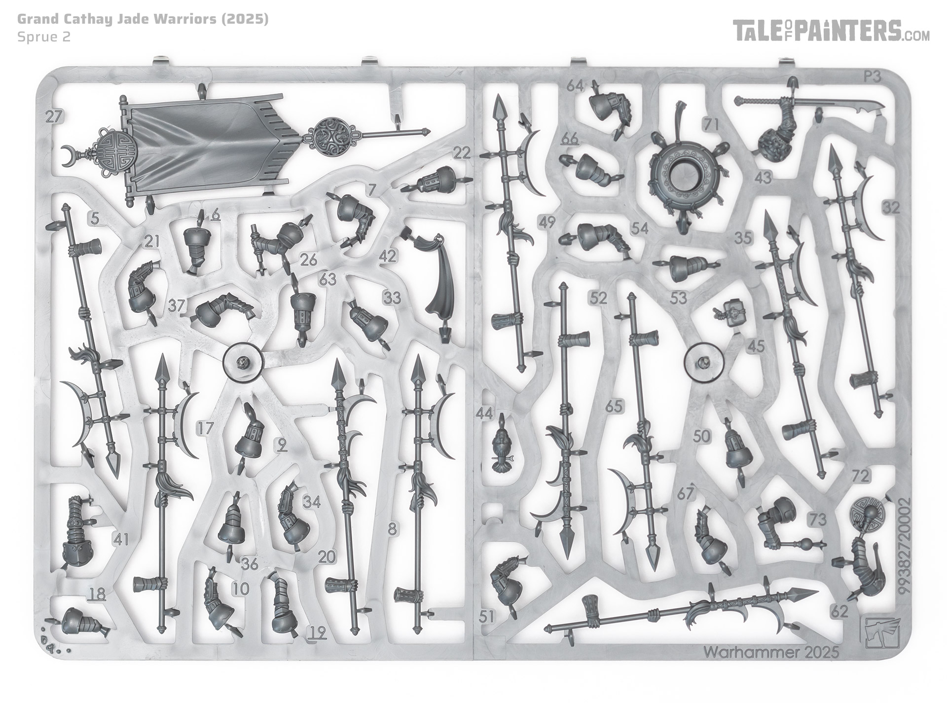 Grand Cathay Jade Warriors kit sprue 2 photographed on a plain white background for review purposes