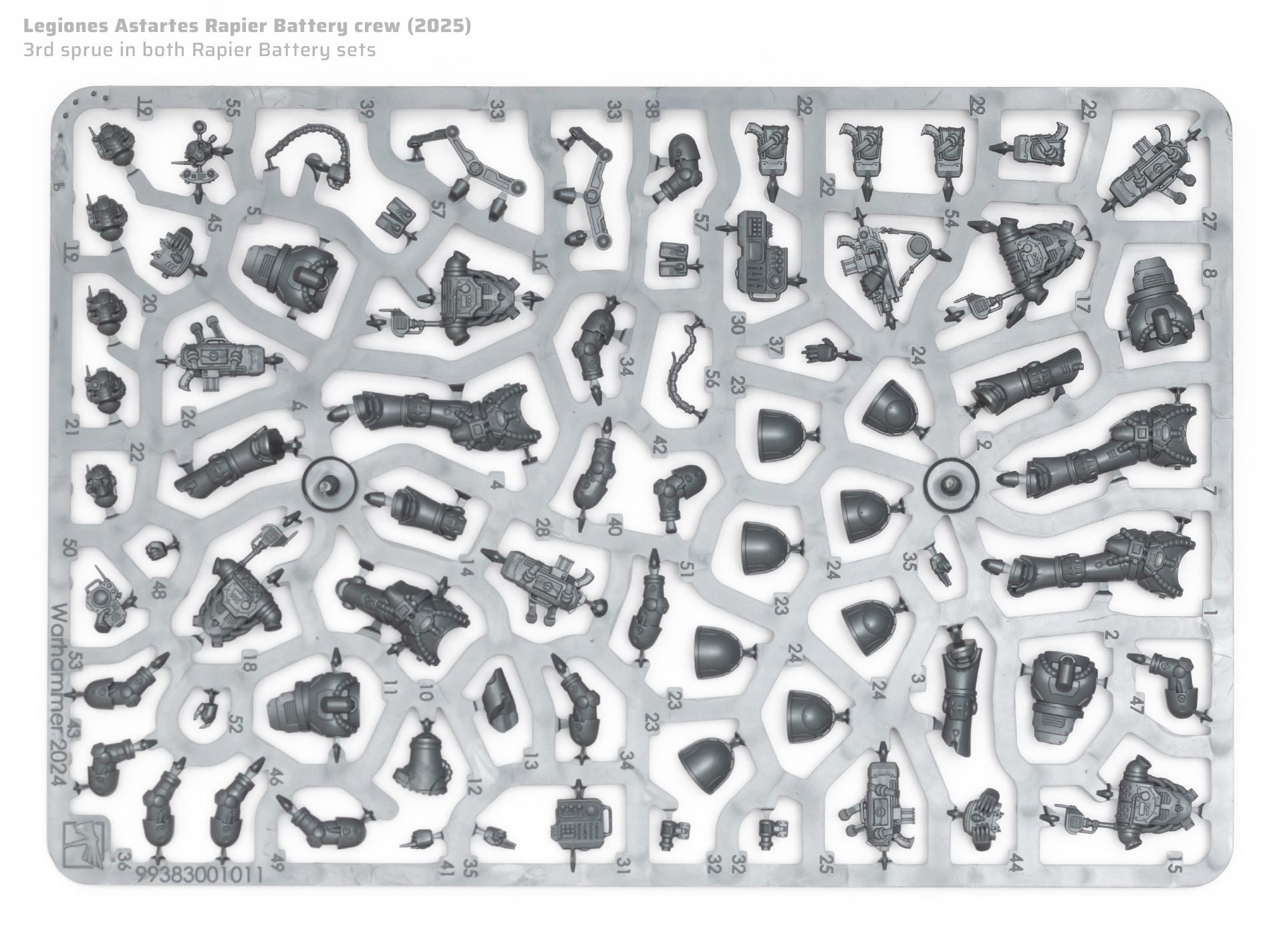 Horus Heresy Rapier crew plastic sprue on a clean white background, photographed for review purposes