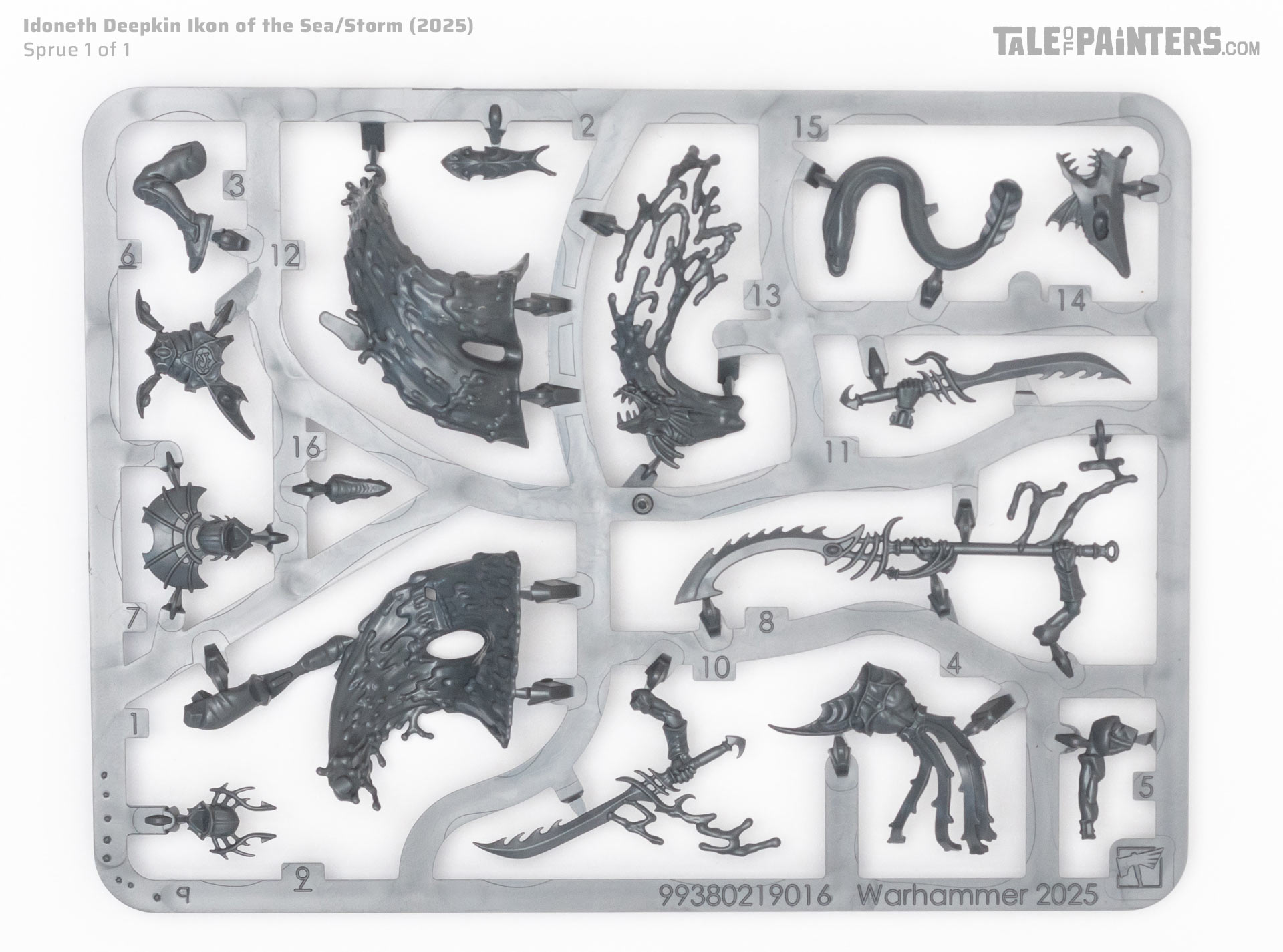 Idoneth Deepkin Ikon of the Sea sprue on a clean white background, photographed for an unboxing and review