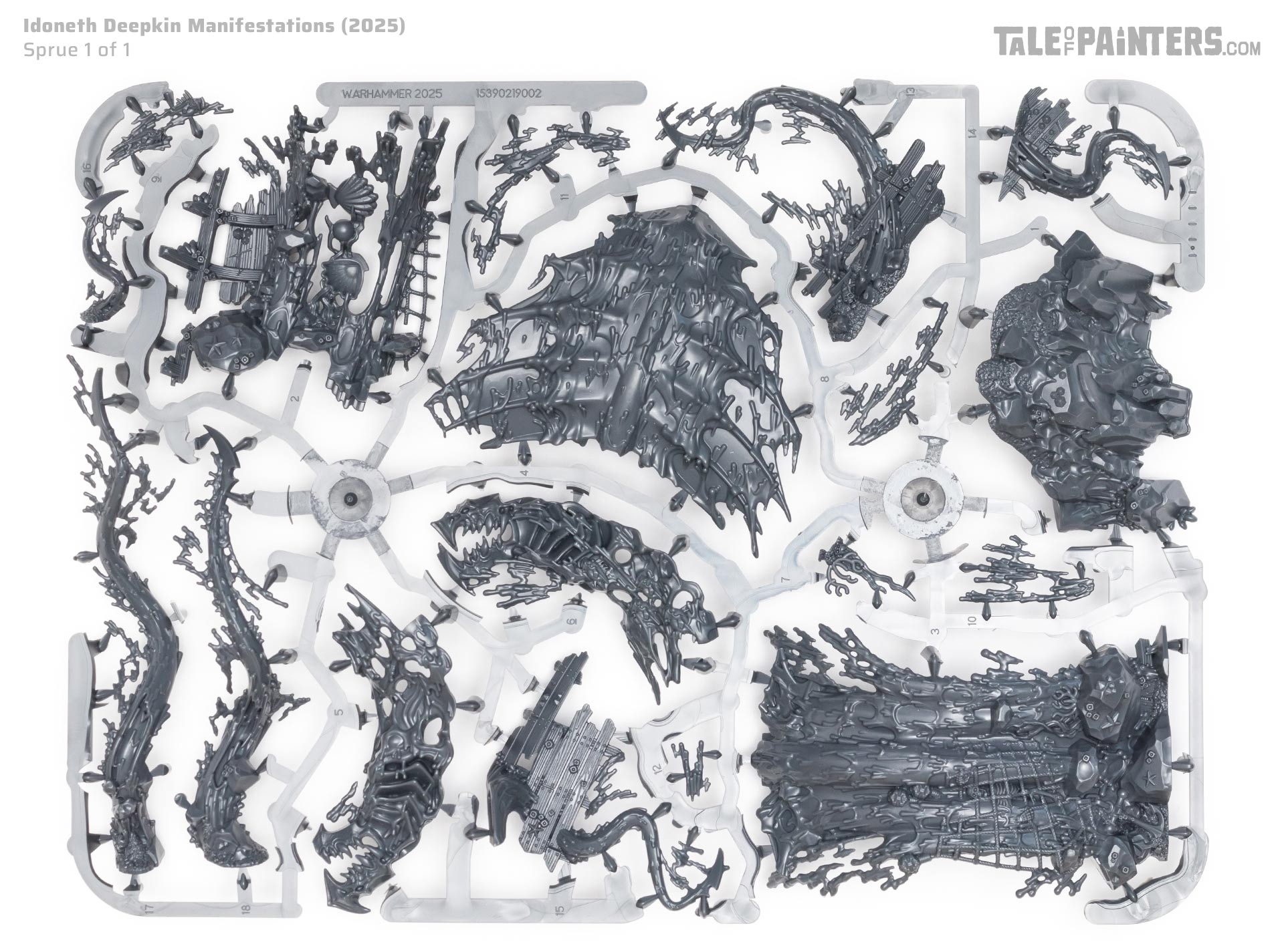Idoneth Deepkin Manifestations sprue on a clean white background, photographed for an unboxing and review