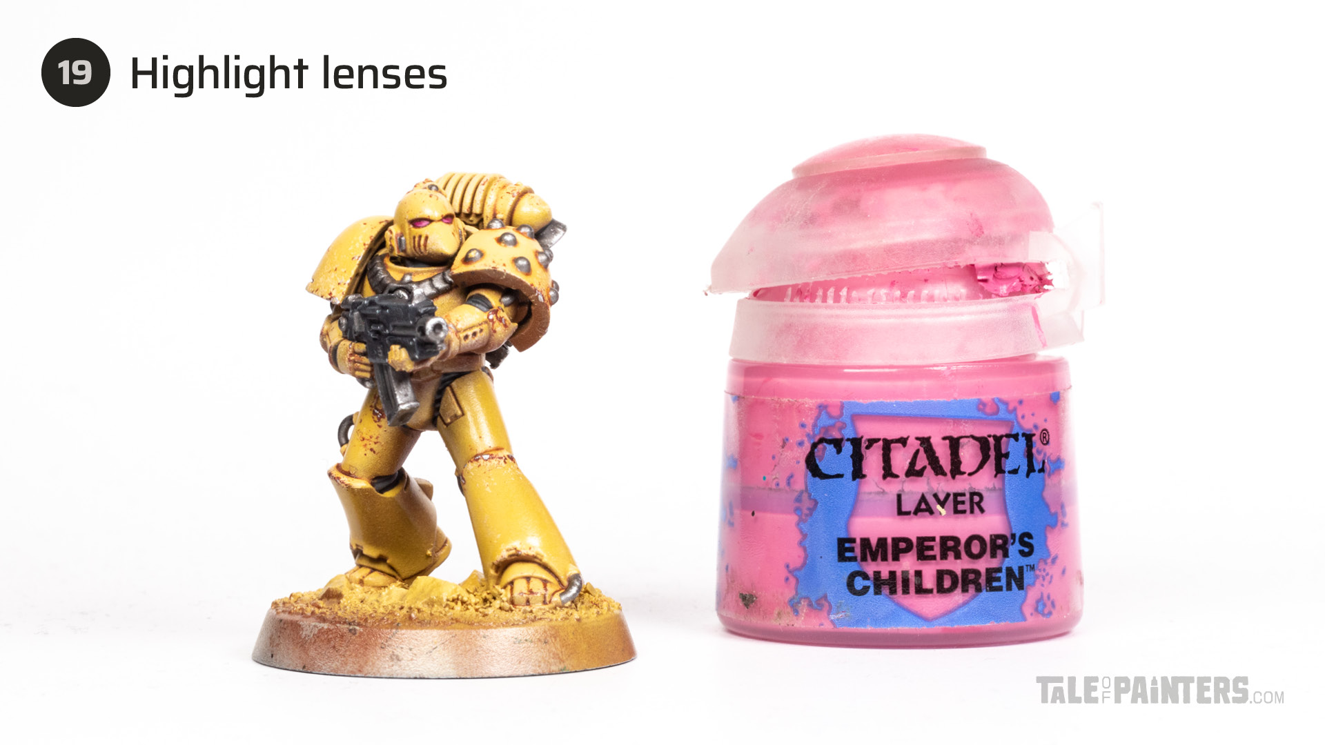 Step 19 of painting a grimdark, Horus Heresy era Mk6 Imperial Fists Legionary