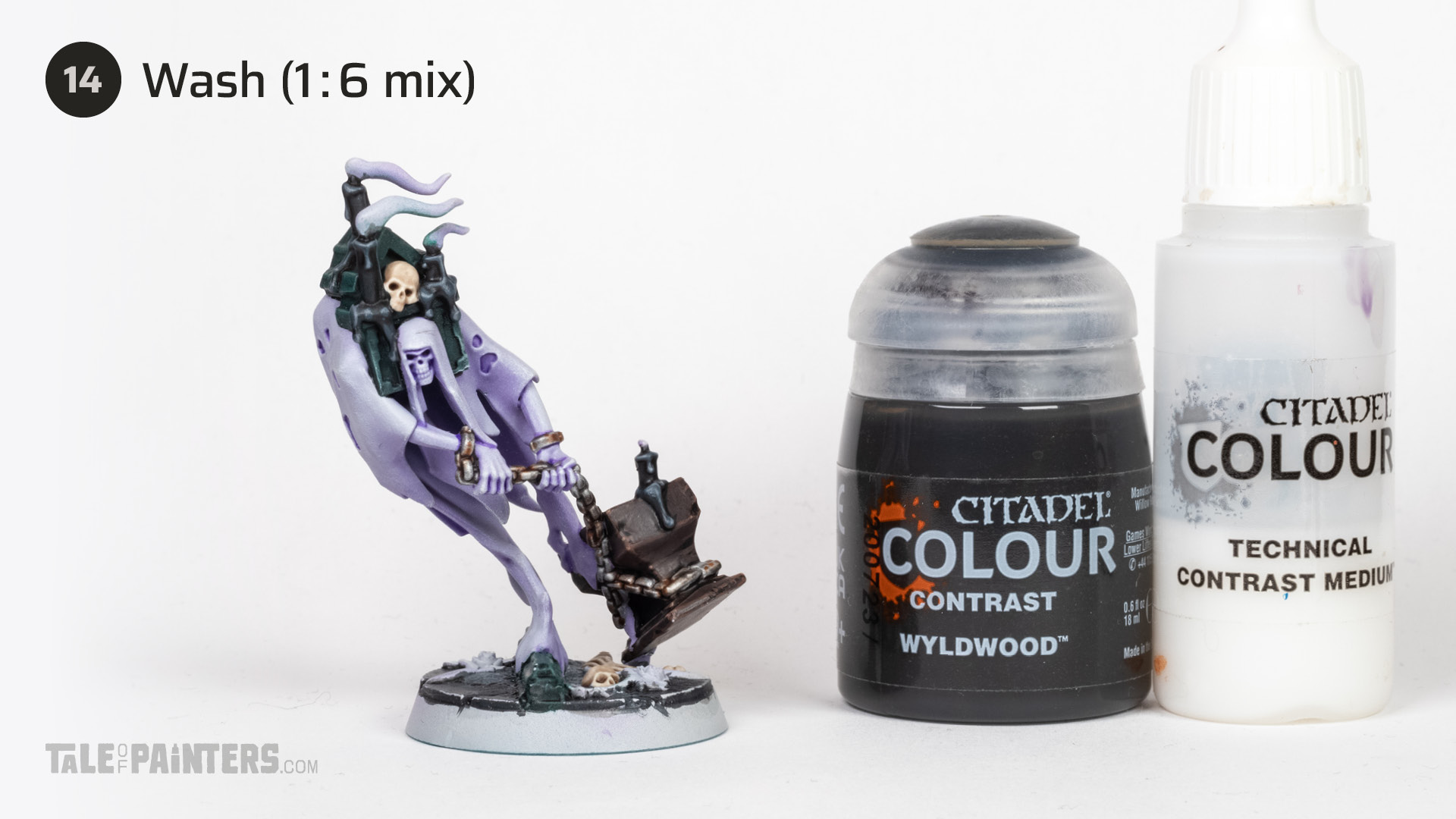 Step 14 of painting a Nighthaunt model in a purple and grey colour scheme, tutorial
