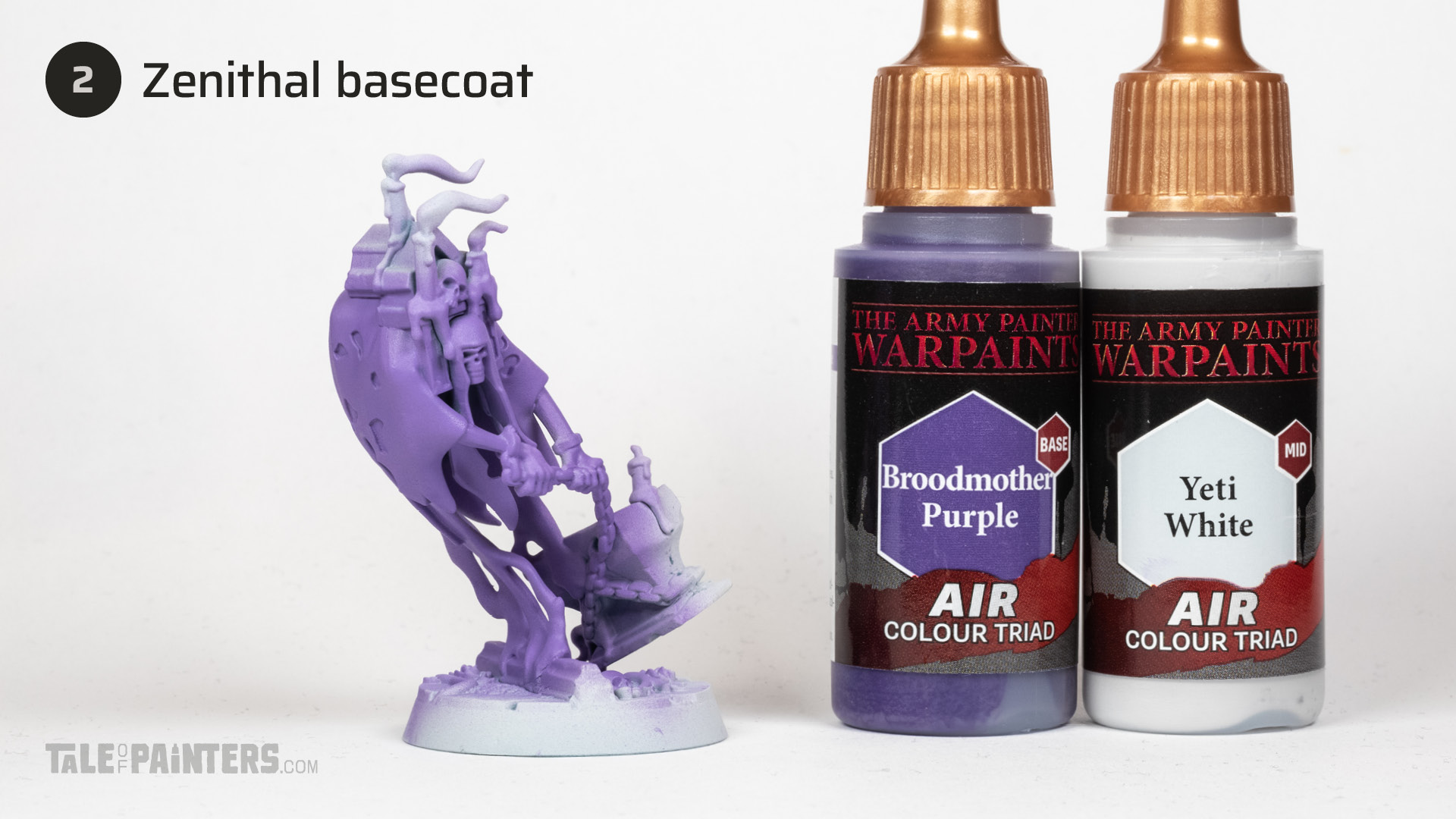 Step 2 of painting a Nighthaunt model in a purple and grey colour scheme, tutorial