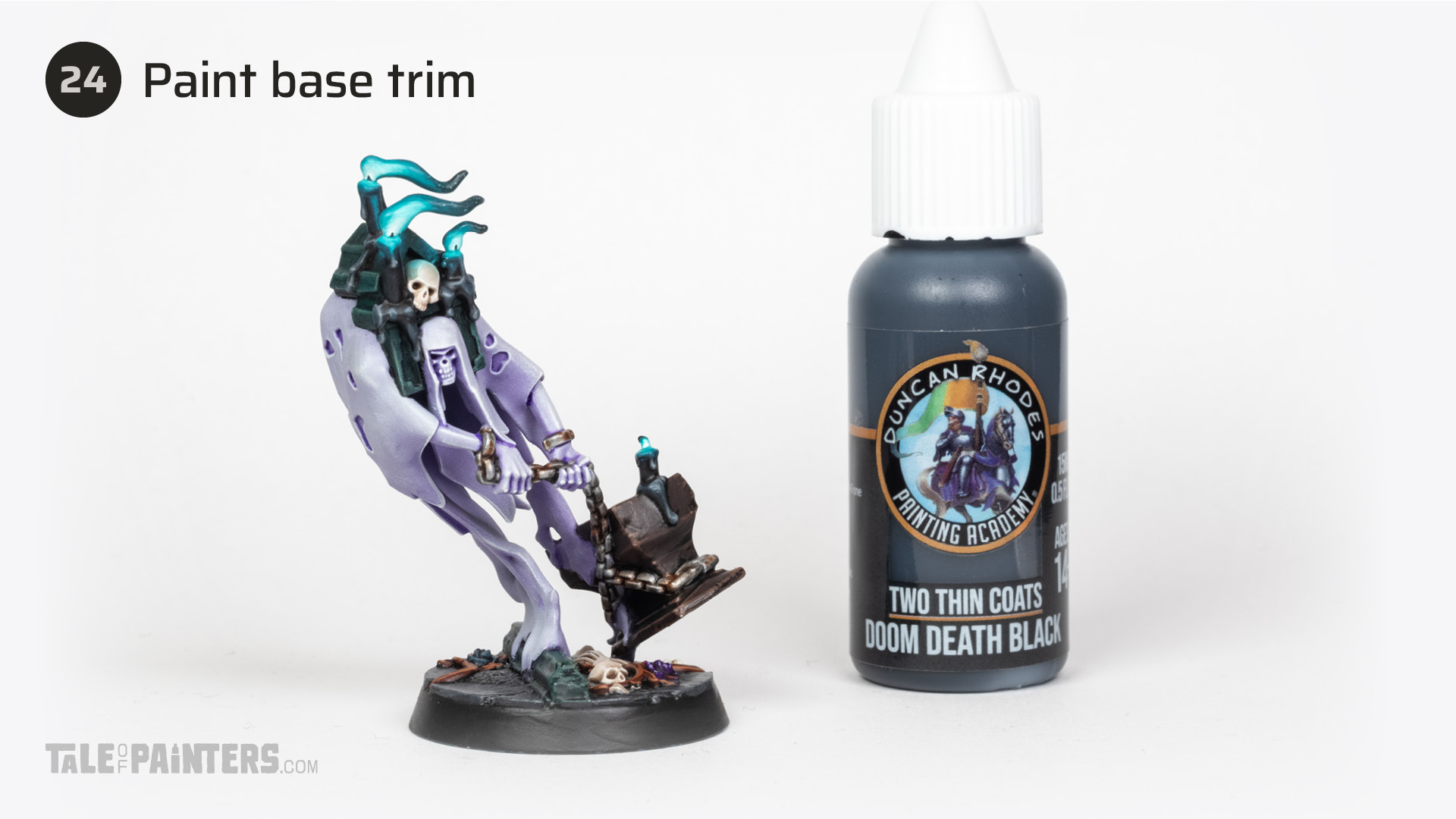 Step 24 of painting a Nighthaunt model in a purple and grey colour scheme, tutorial