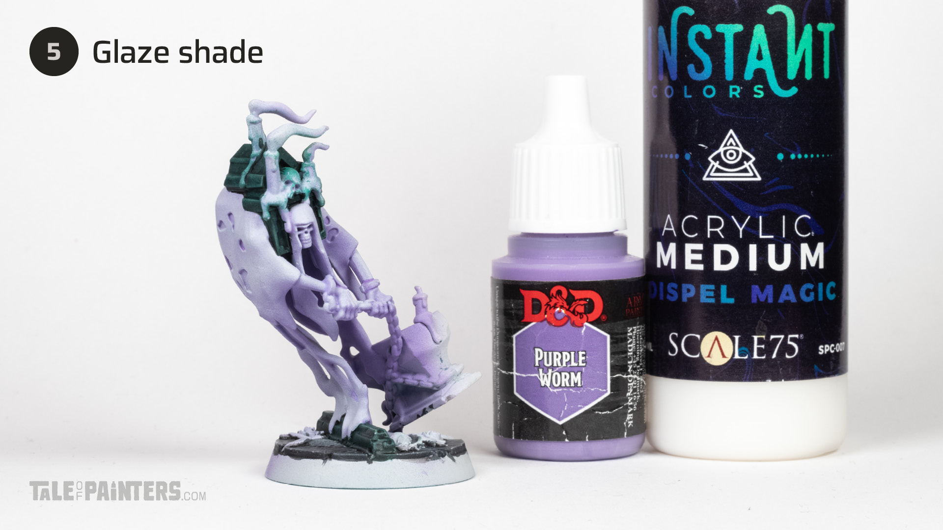 Step 5 of painting a Nighthaunt model in a purple and grey colour scheme, tutorial