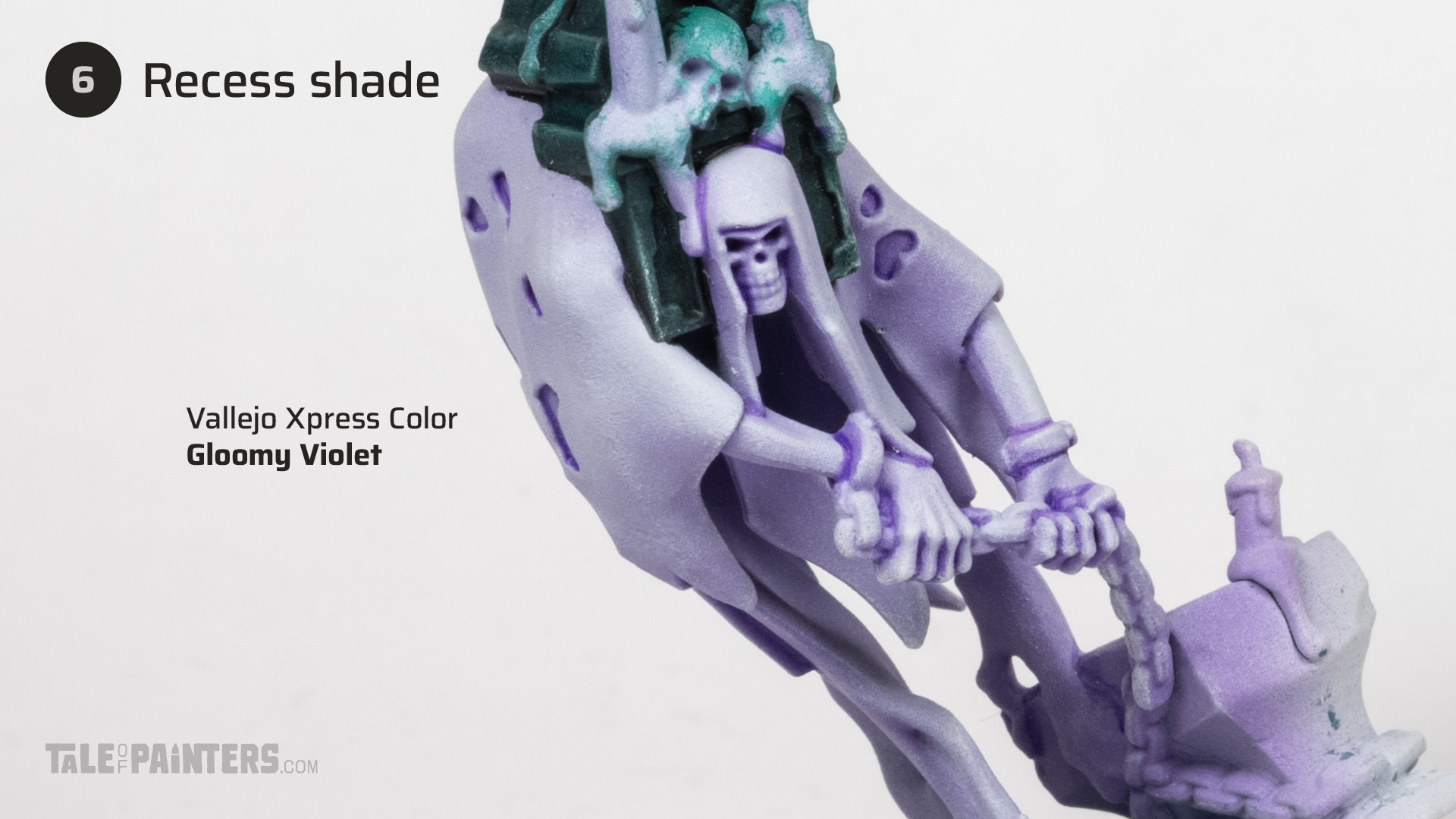 Step 6 of painting a Nighthaunt model in a purple and grey colour scheme, tutorial
