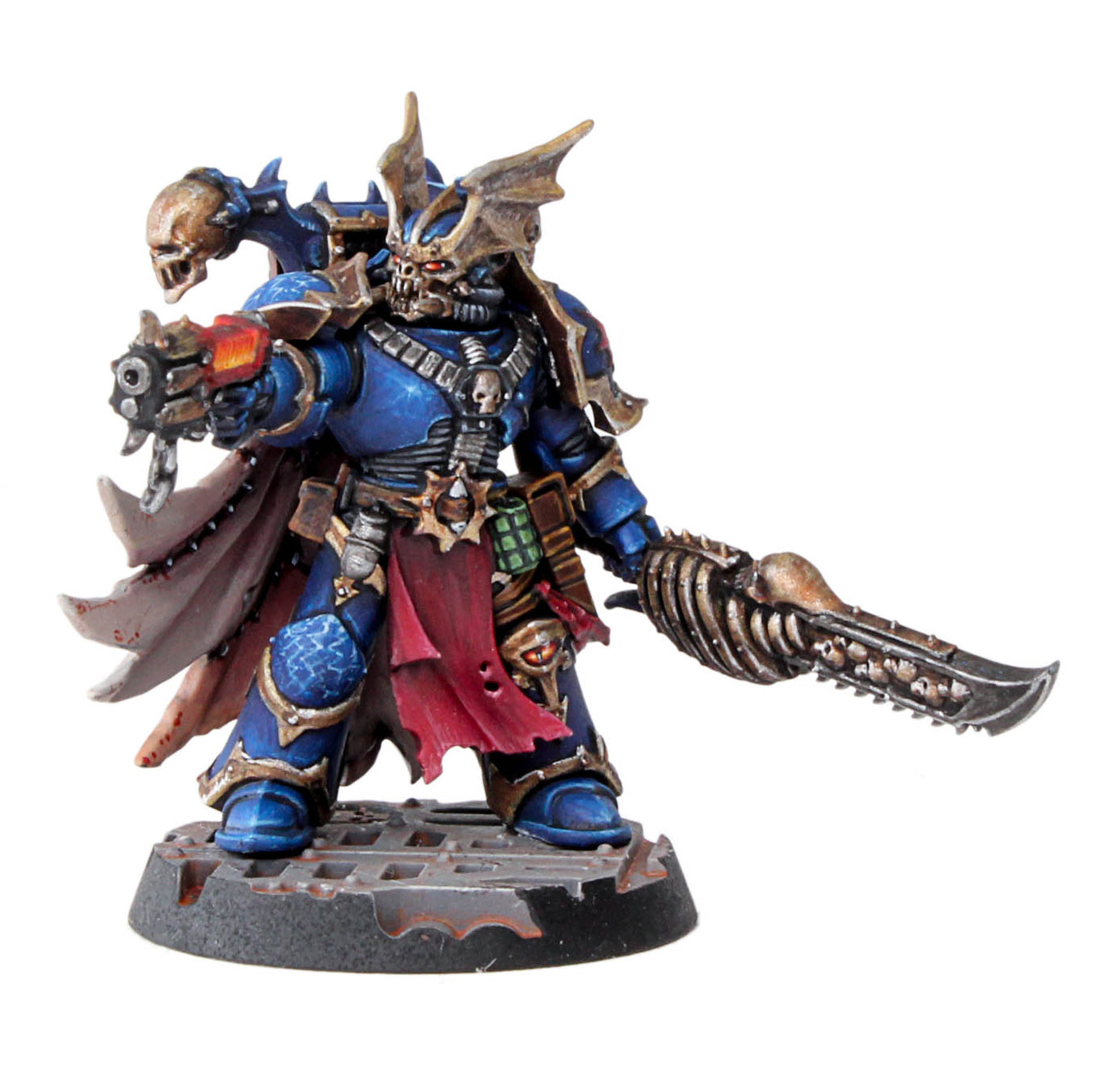 Nights Lords Visionary from the Nemesis Claw Kill Team, painted by Dunk, on a white background
