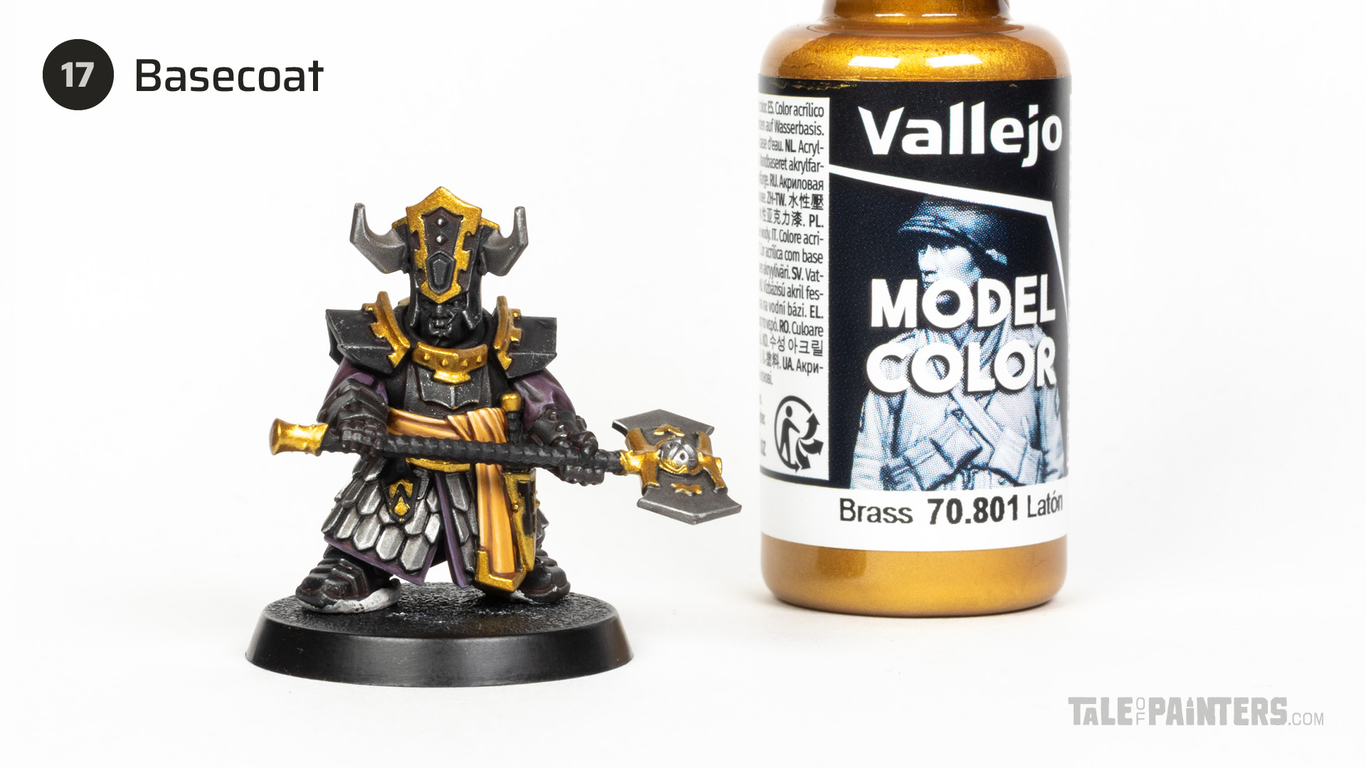 Painting step 17 of Stahly's Helsmiths of Hashut tutorial for painting Infernal Cohort in the yellow and black of Muspelzhaar