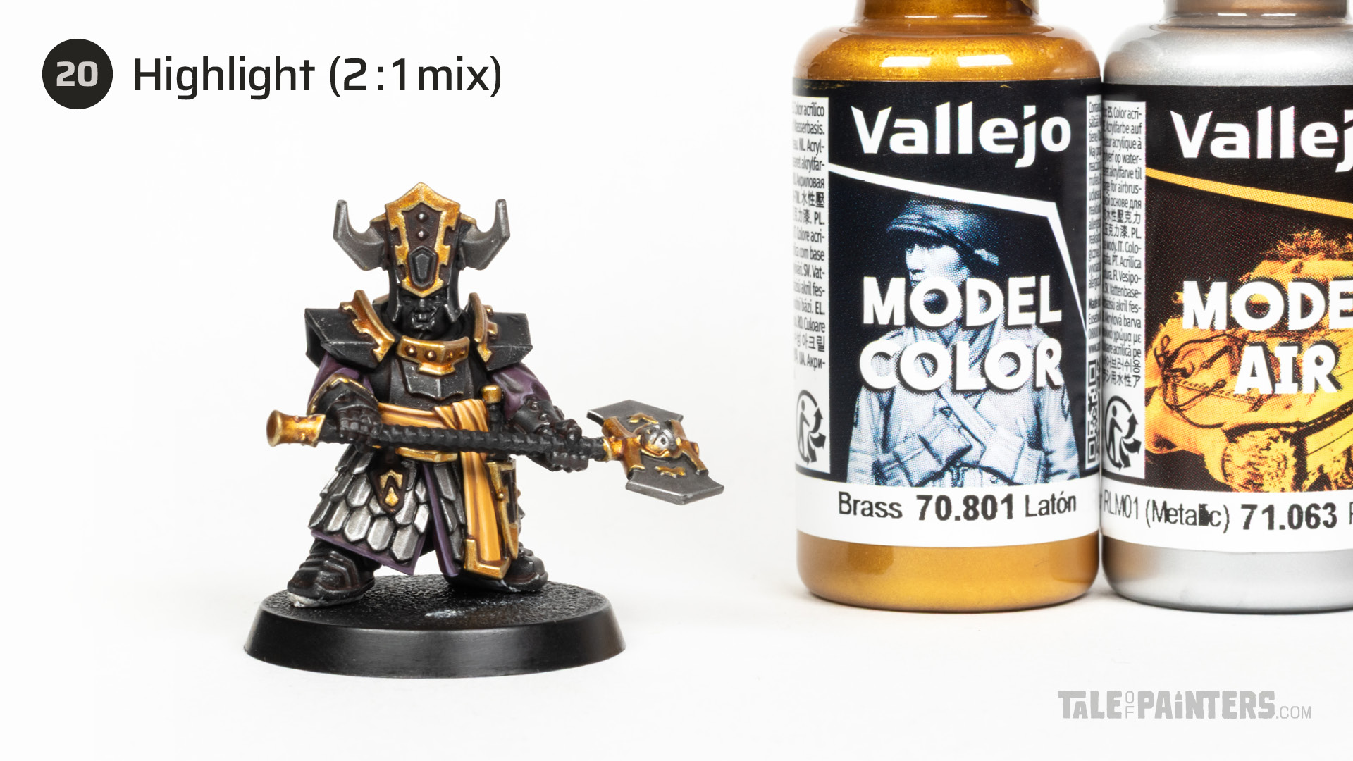 Painting step 20 of Stahly's Helsmiths of Hashut tutorial for painting Infernal Cohort in the yellow and black of Muspelzhaar