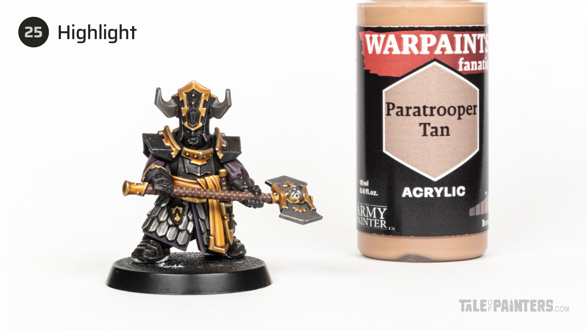 Painting step 25 of Stahly's Helsmiths of Hashut tutorial for painting Infernal Cohort in the yellow and black of Muspelzhaar