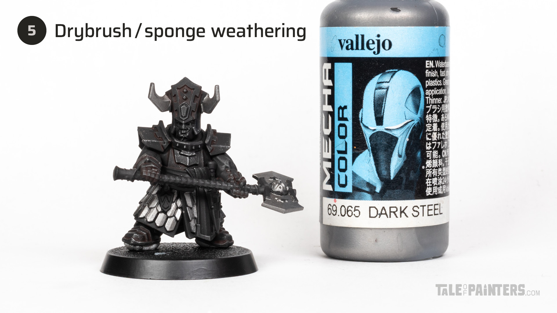 Painting step 5 of Stahly's Helsmiths of Hashut tutorial for painting Infernal Cohort in the yellow and black of Muspelzhaar