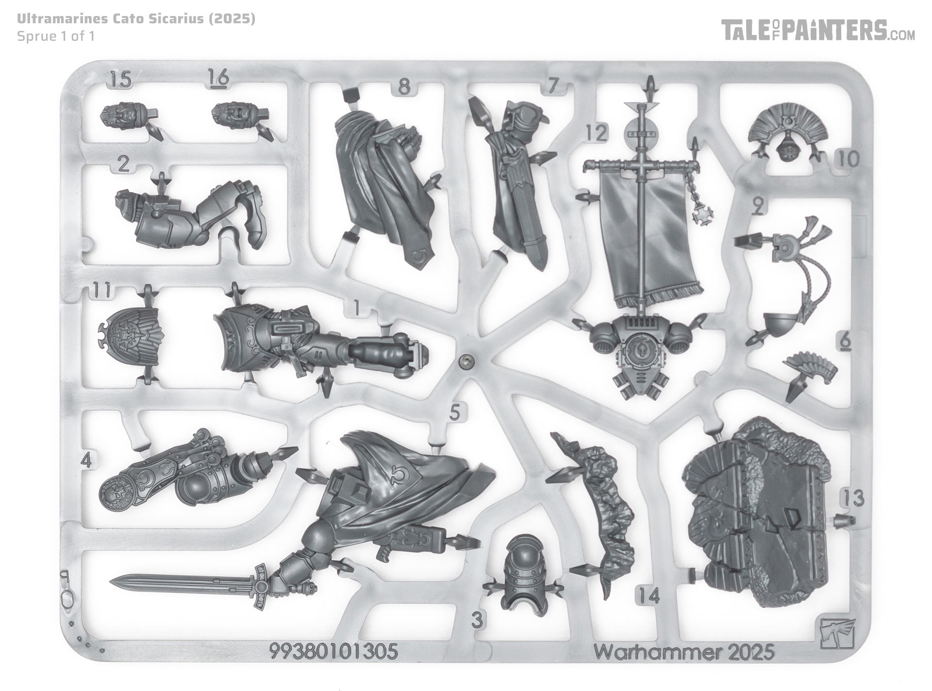 Plastic Cato Sicarius model kit sprue on white background