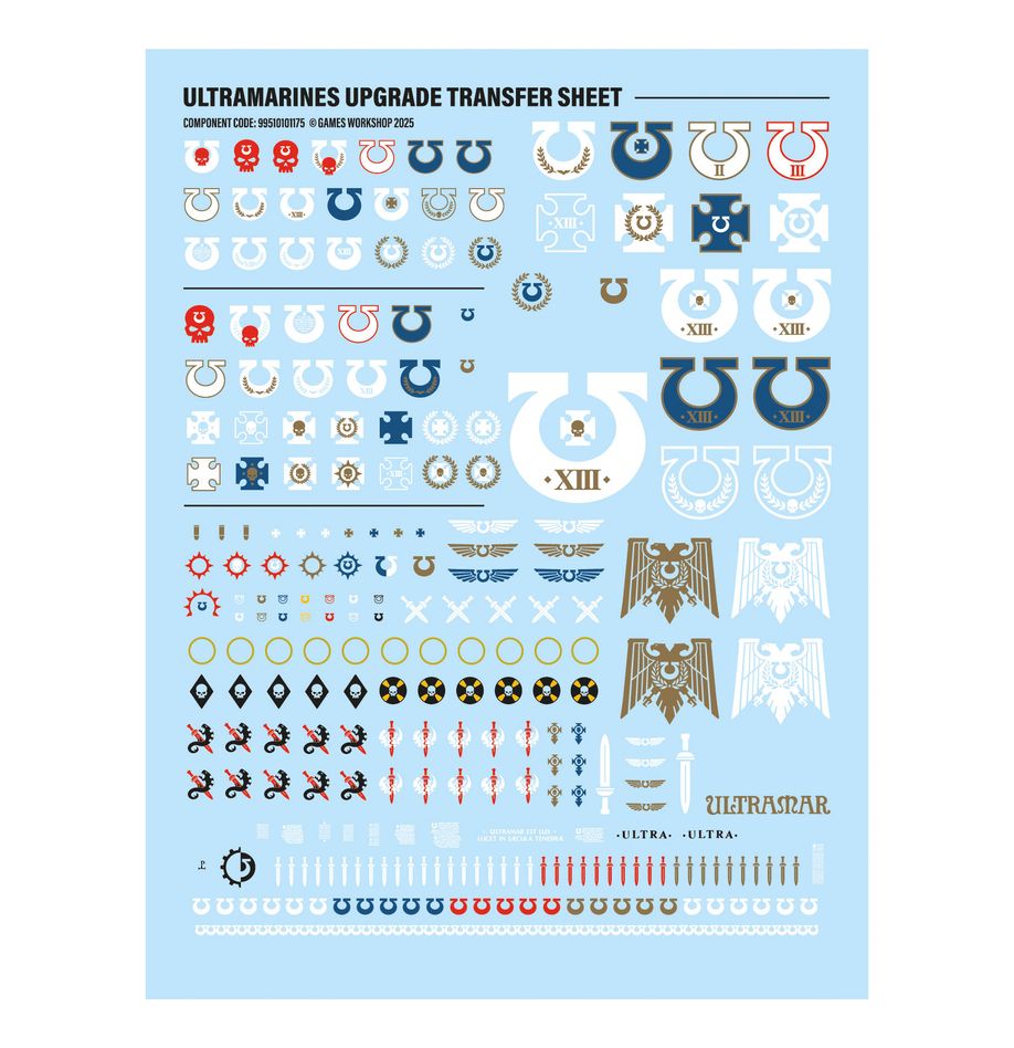2025 Ultramarines Upgrades and Transfers kit transfer sheet