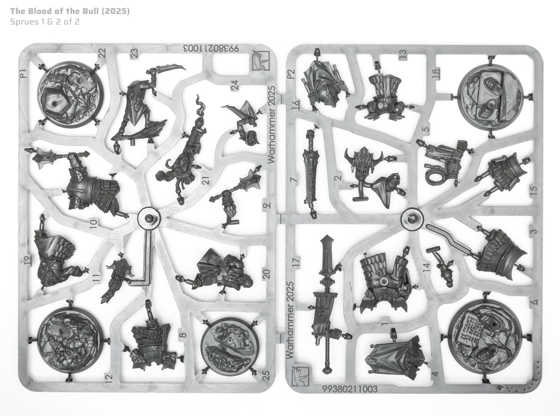 Helsmiths of Hashut The Blood of the Bull sprues from Warhammer Underworlds: Spitewood review, arranged on a white background