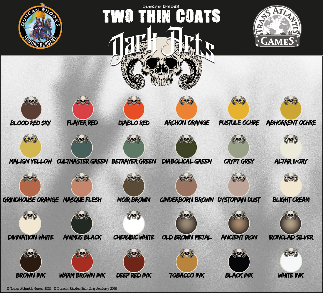 Chart of all 30 Dark Arts colours arranged as little dots
