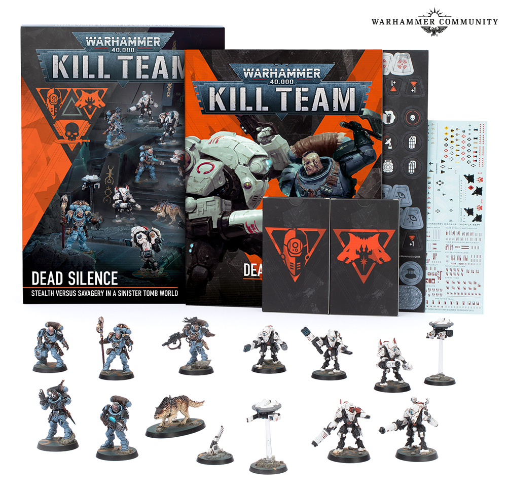 Kill Team: Dead Silence promo shot with all contents arranged on a white background