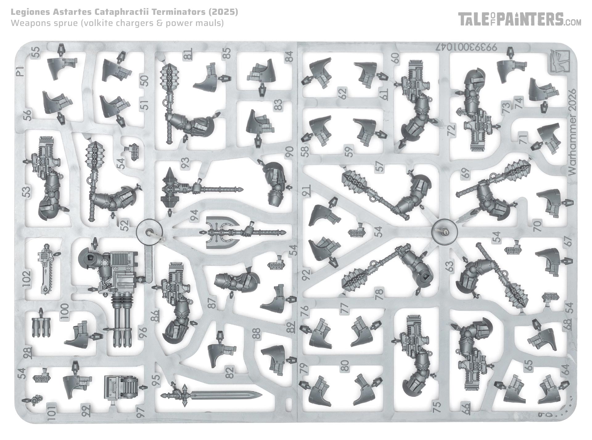 Horus Heresy Legiones Astartes new plastic 2026 Cataphractii Terminators power maul/volkite charger weapons sprue
