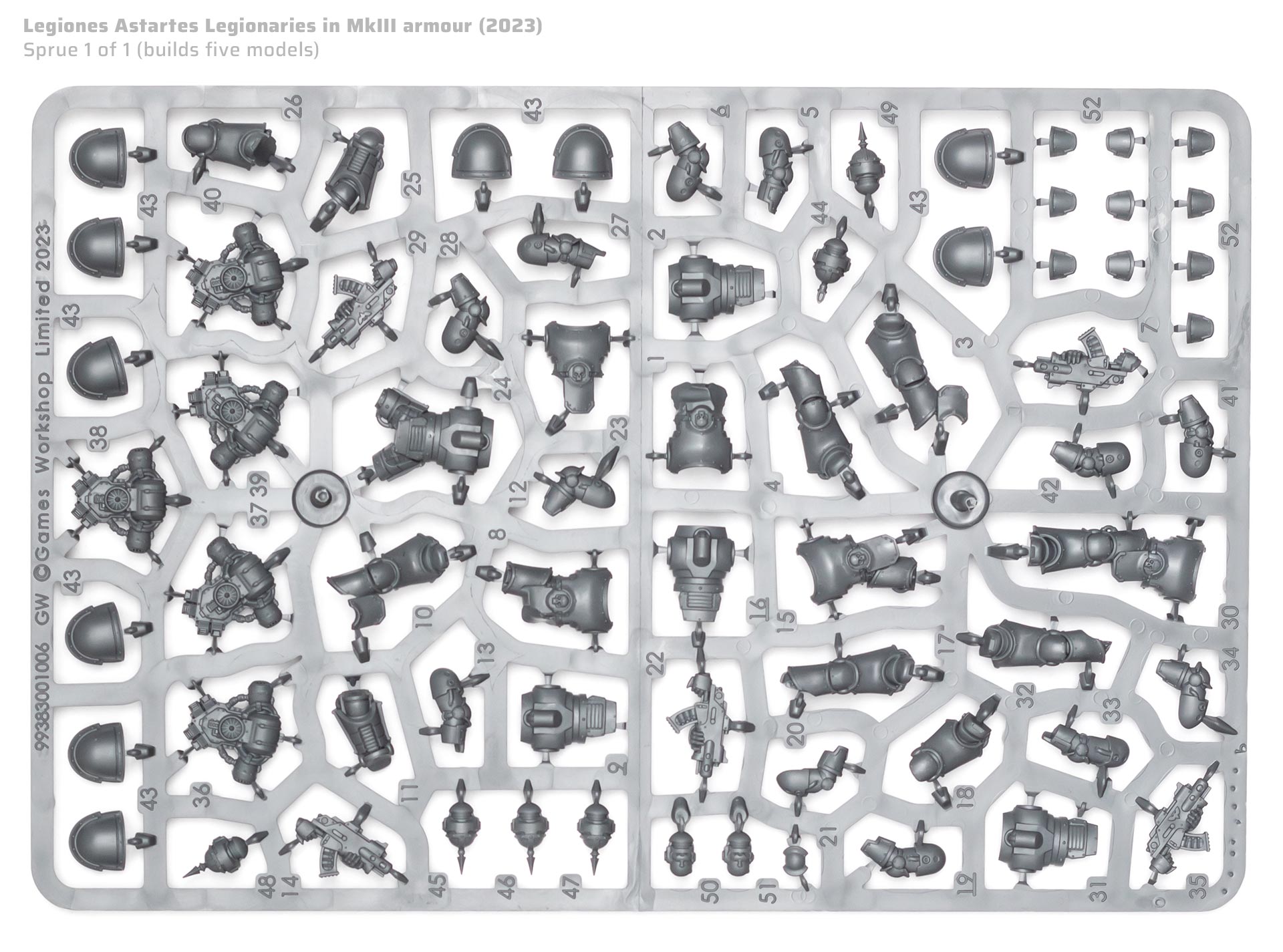 Horus Heresy Legiones Astartes MkIII Legionaries infantry sprue on white background