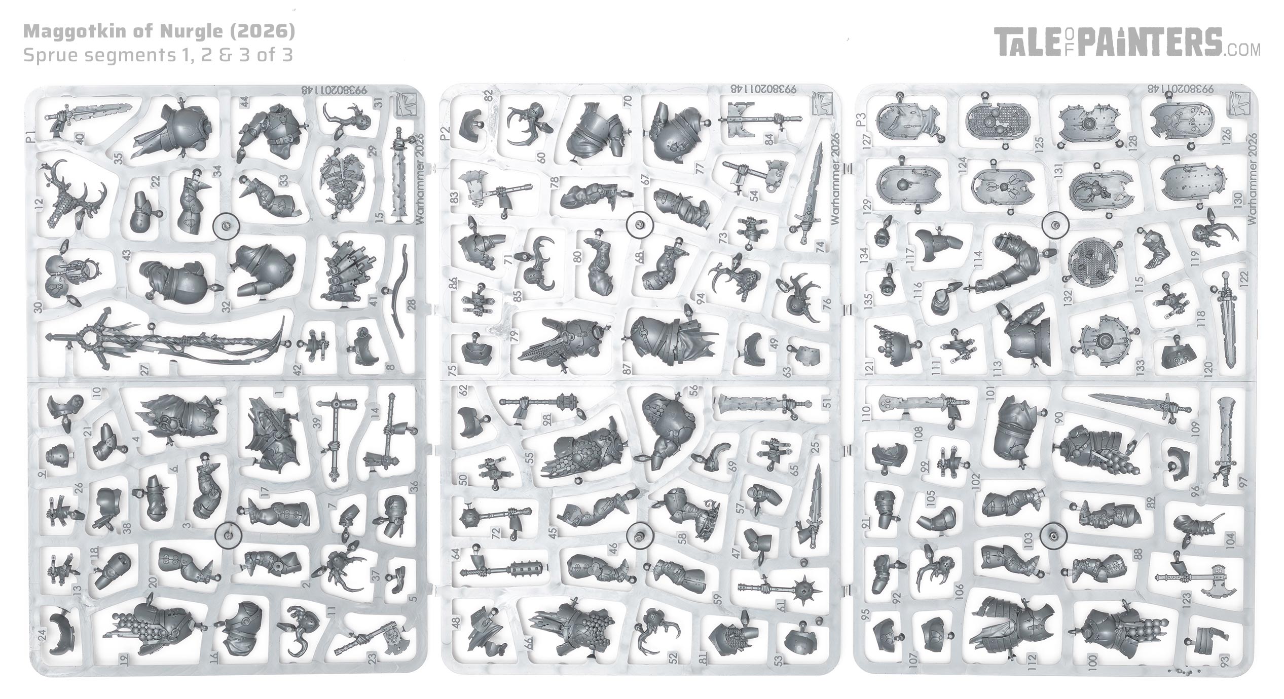 Maggotkin of Nurgle Rotswords model sprues on a white background