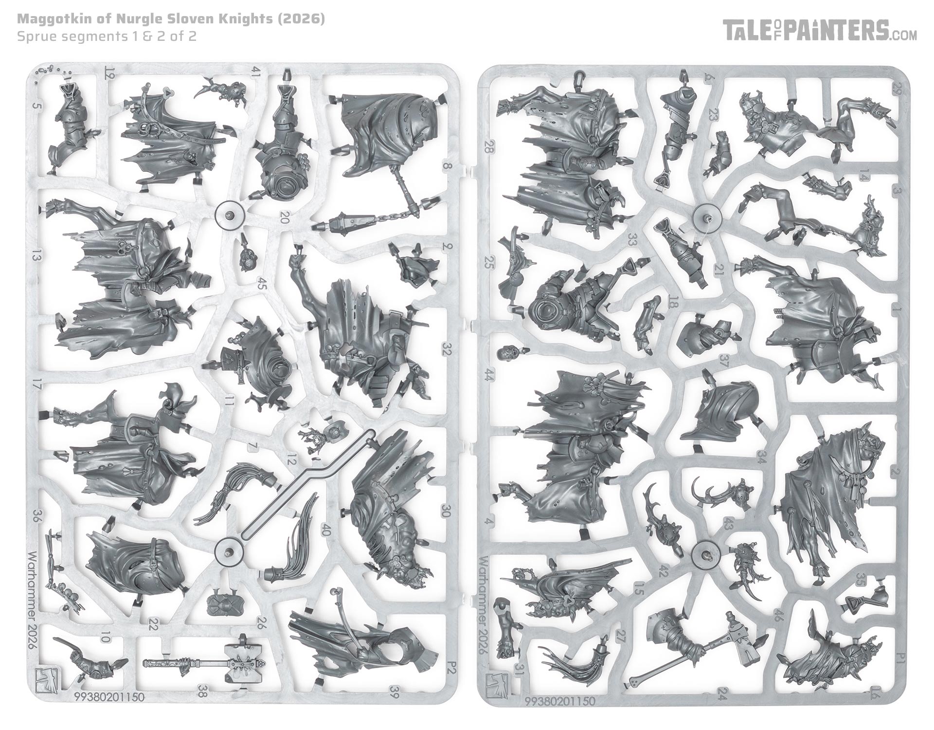 Maggotkin of Nurgle Sloven Knights model sprues on a white background